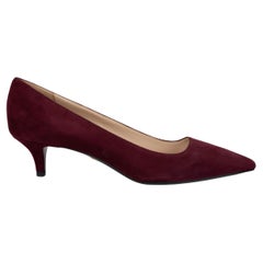 PRADA burgundy suede CLASSIC POINTED TOE Pumps Shoes 37.5