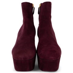 PRADA burgundy suede PLATFORM Sandals Shoes 36.5