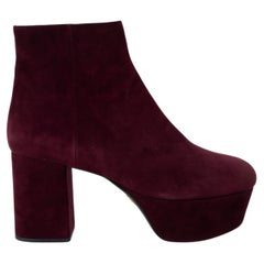 PRADA burgundy suede PLATFORM Sandals Shoes 36.5