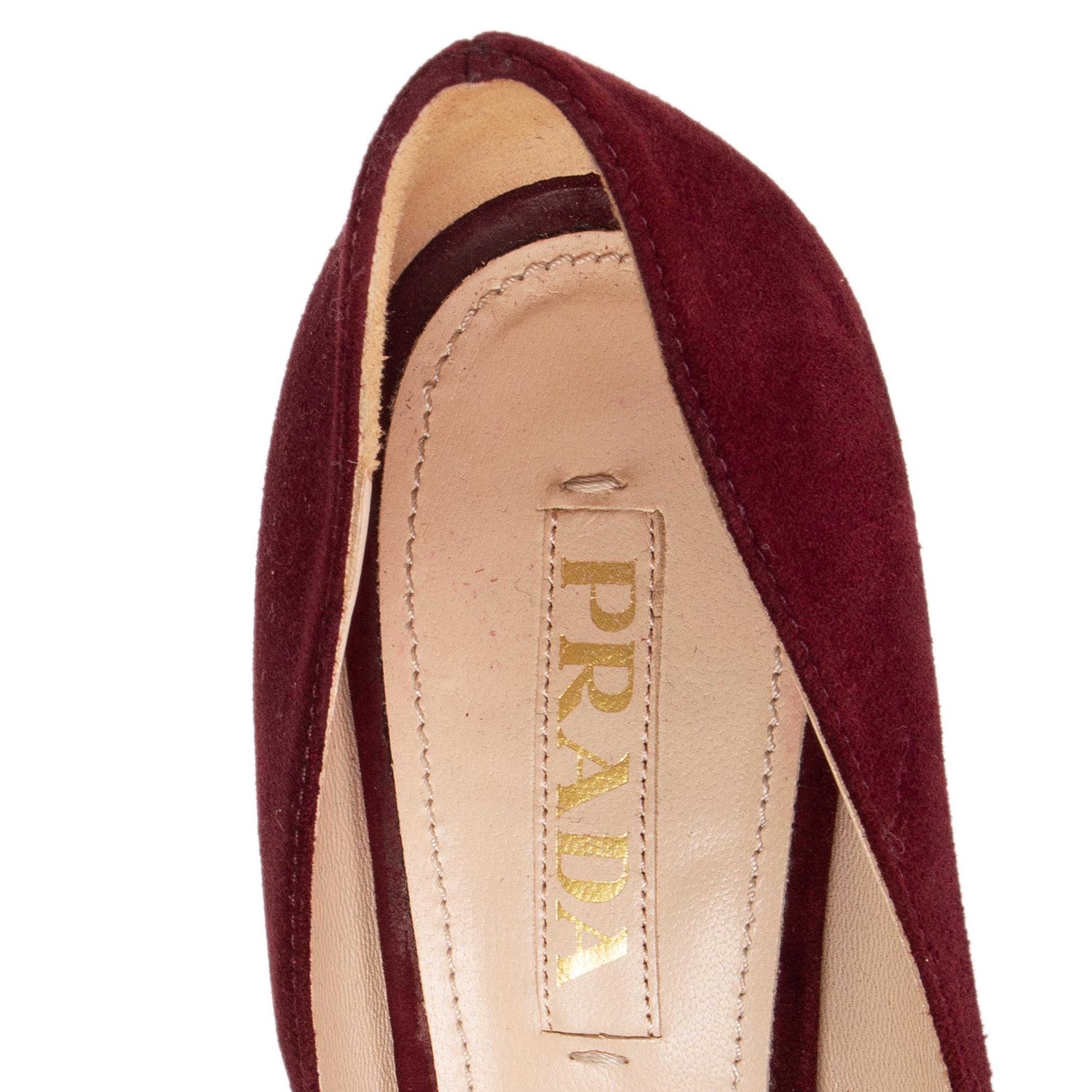 PRADA burgundy suede PYTHON PLATFORM Pumps Shoes 36 For Sale 1