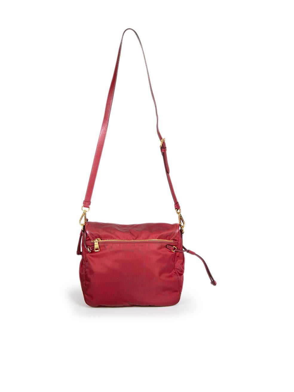 Red Prada Burgundy Tessuto Medium Messenger Bag