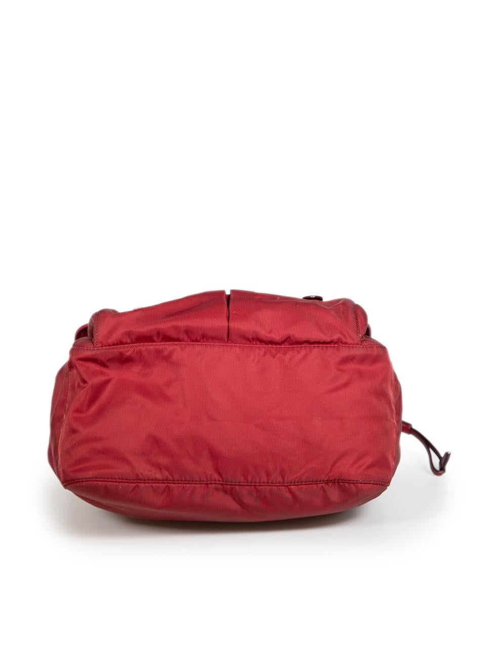 Prada Burgundy Tessuto Medium Messenger Bag In Good Condition In London, GB