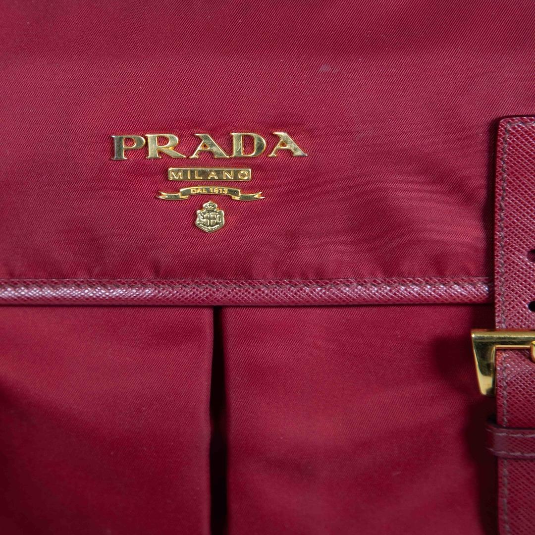 Women's Prada Burgundy Tessuto Medium Messenger Bag