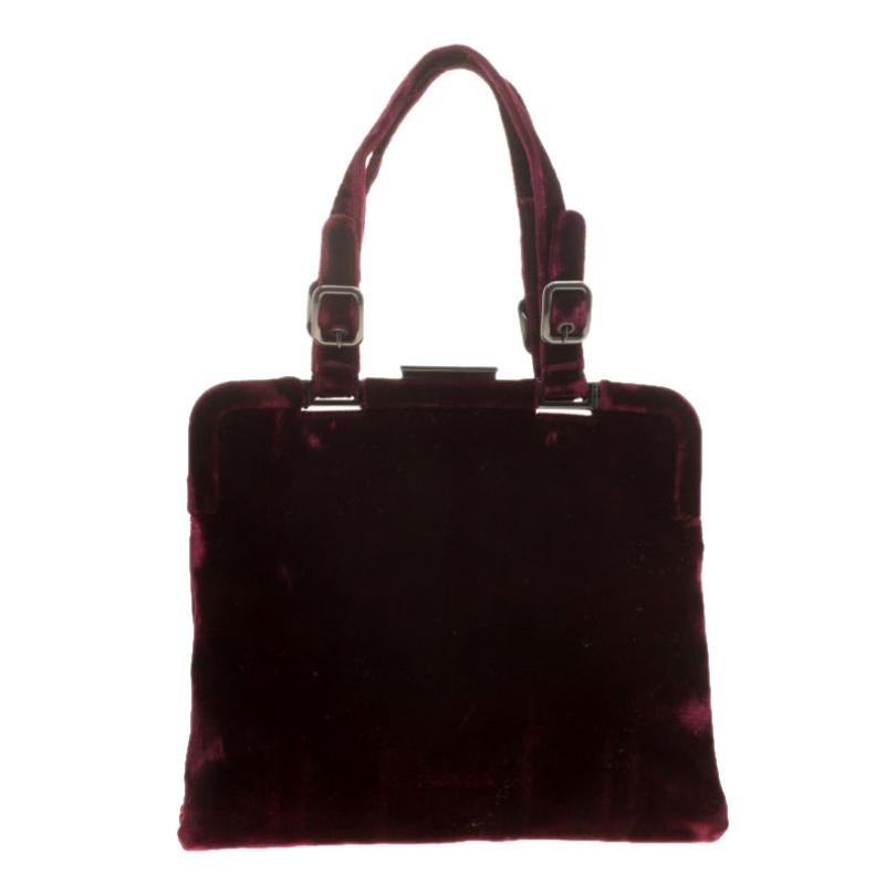 Prada Burgundy Velvet Frame Bag