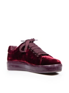 Prada Burgundy Velvet Platform Trainers Size IT 38