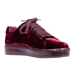 Prada Burgundy Velvet Platform Trainers Size IT 38
