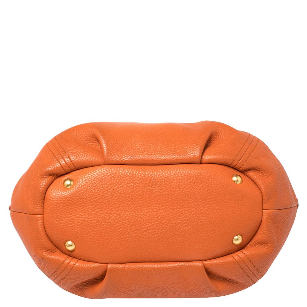 Prada Burnt Orange Vitello Daino Leather Snap Shoulder Bag 2