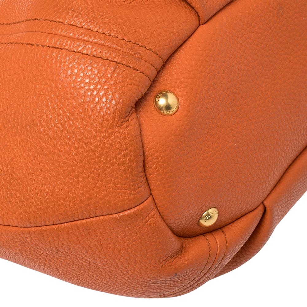 Prada Burnt Orange Vitello Daino Leather Snap Shoulder Bag 3