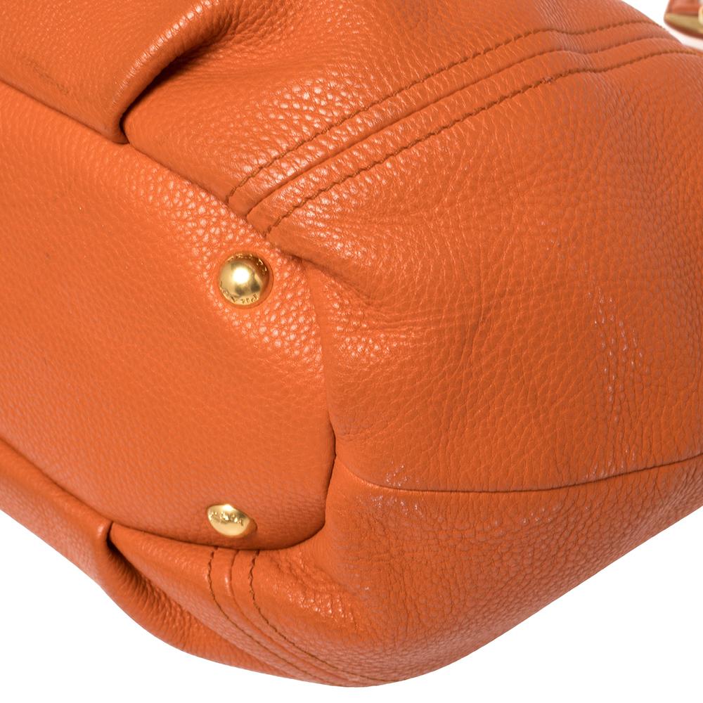 Prada Burnt Orange Vitello Daino Leather Snap Shoulder Bag 4