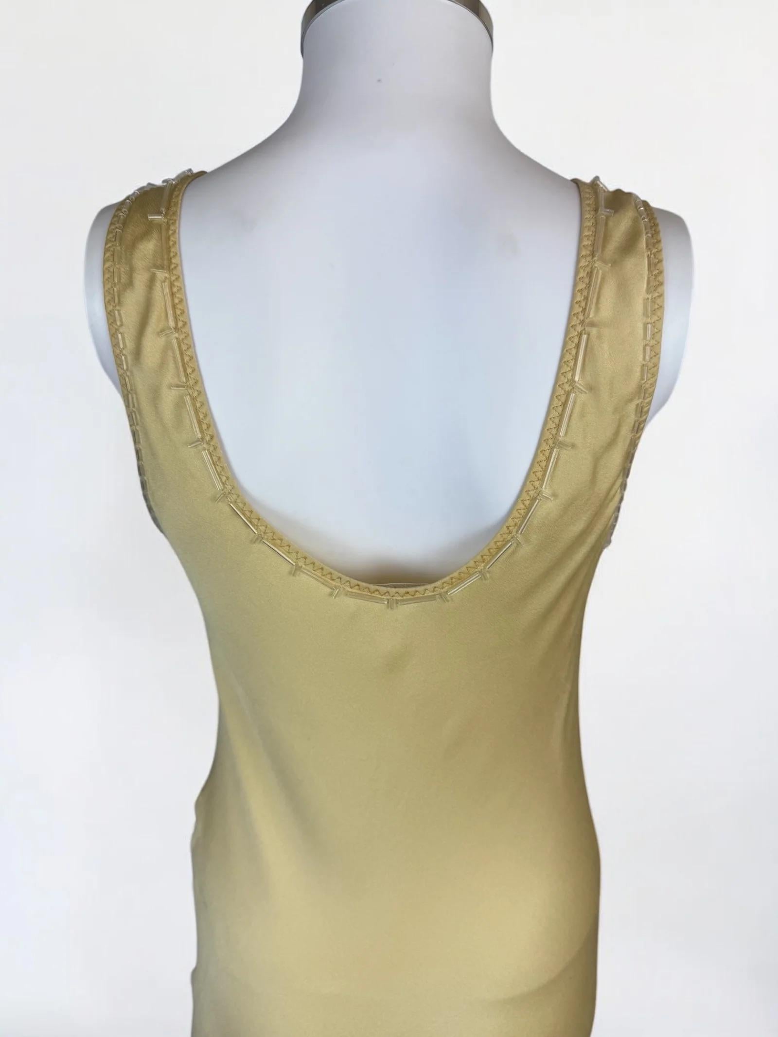 Robe en soie perlée jaune beurre de Prada, années 1990 en vente 1