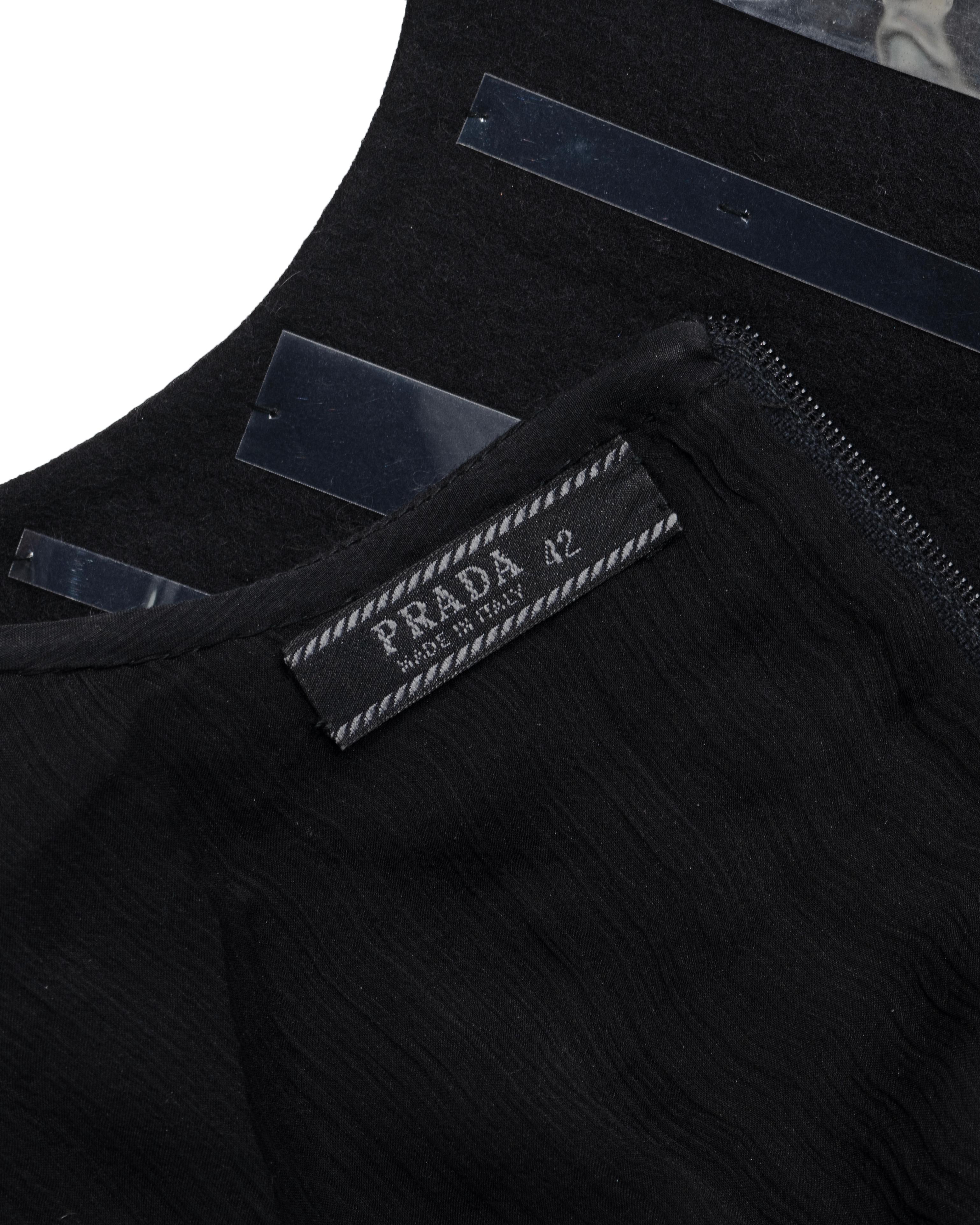 Prada by Miuccia Prada Black Boiled Wool Plastic Embellished Top, fw 1998 For Sale 7