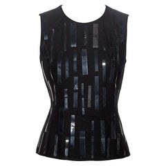 Prada by Miuccia Prada Black Boiled Wool Plastic Embellished Top, fw 1998