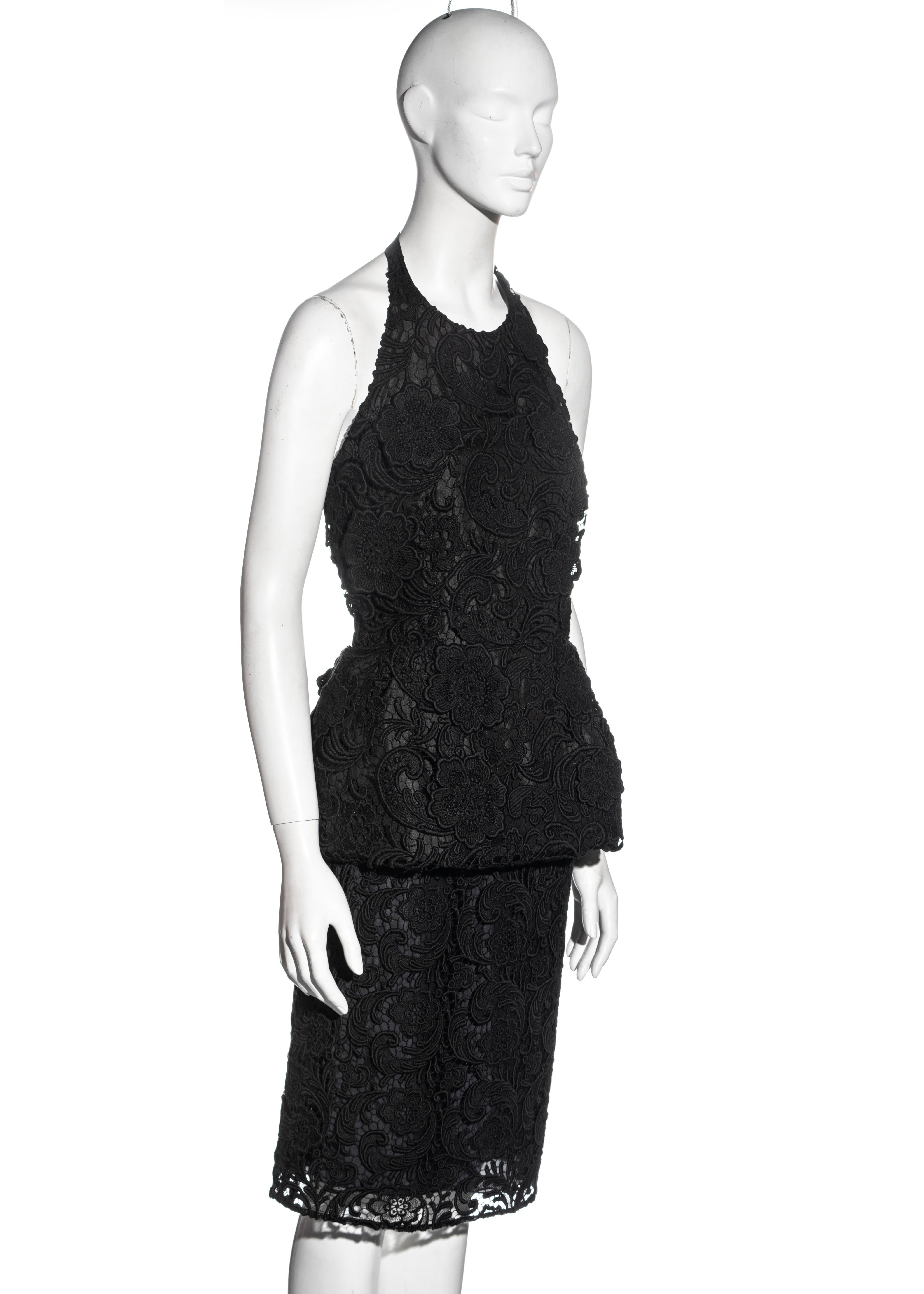 Prada by Miuccia Prada black lace evening ensemble, fw 2008 In Excellent Condition For Sale In London, GB