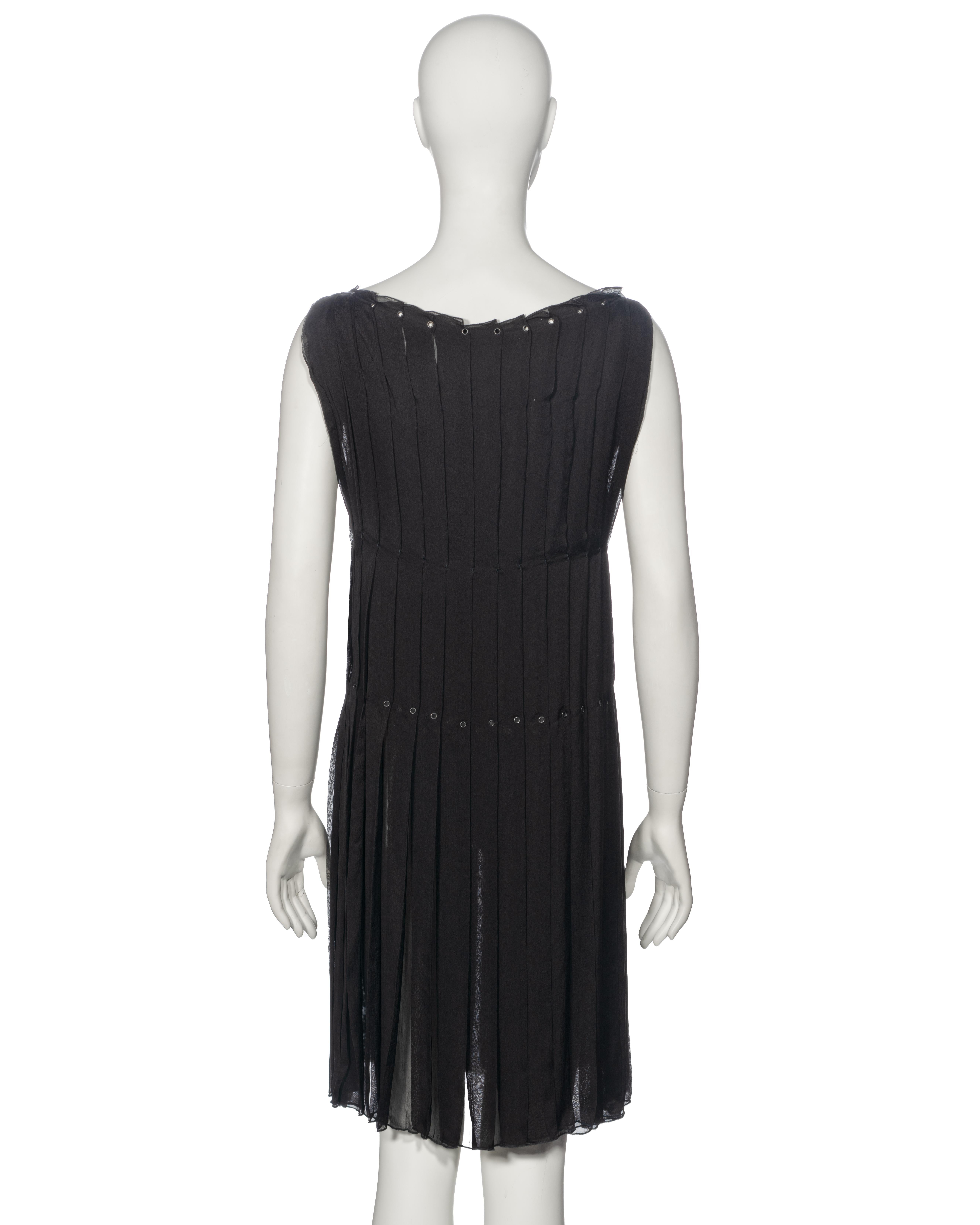 Prada by Miuccia Prada Black Silk Chiffon Box Pleated Shift Dress, ss 2000 For Sale 7