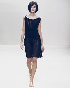 Prada by Miuccia Prada Black Silk Chiffon Box Pleated Shift Dress, ss 2000