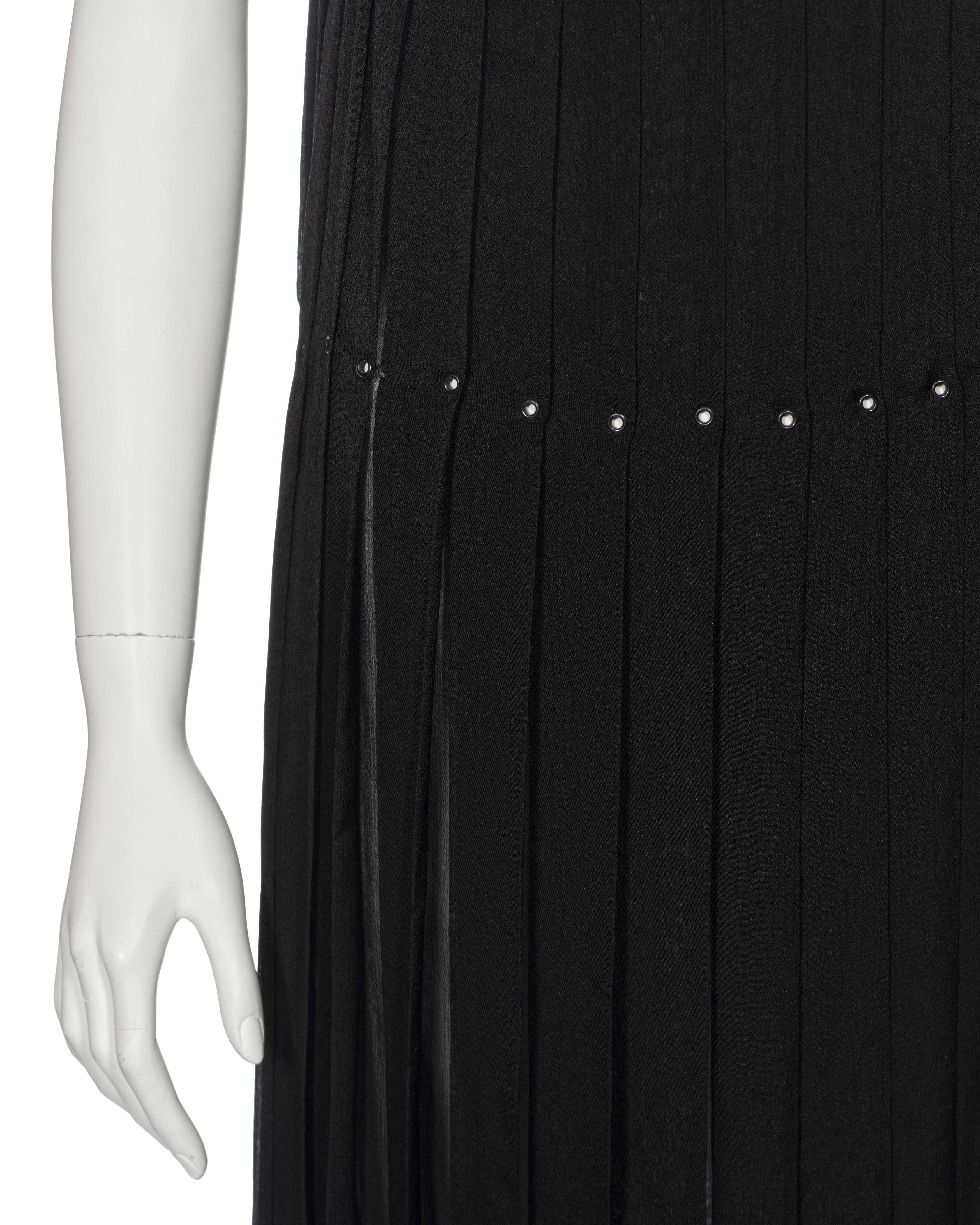 Prada by Miuccia Prada Black Silk Chiffon Box Pleated Shift Dress, ss 2000 For Sale 1