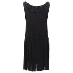 Prada by Miuccia Prada Vestido camisero plisado de gasa de seda negra, ss 2000