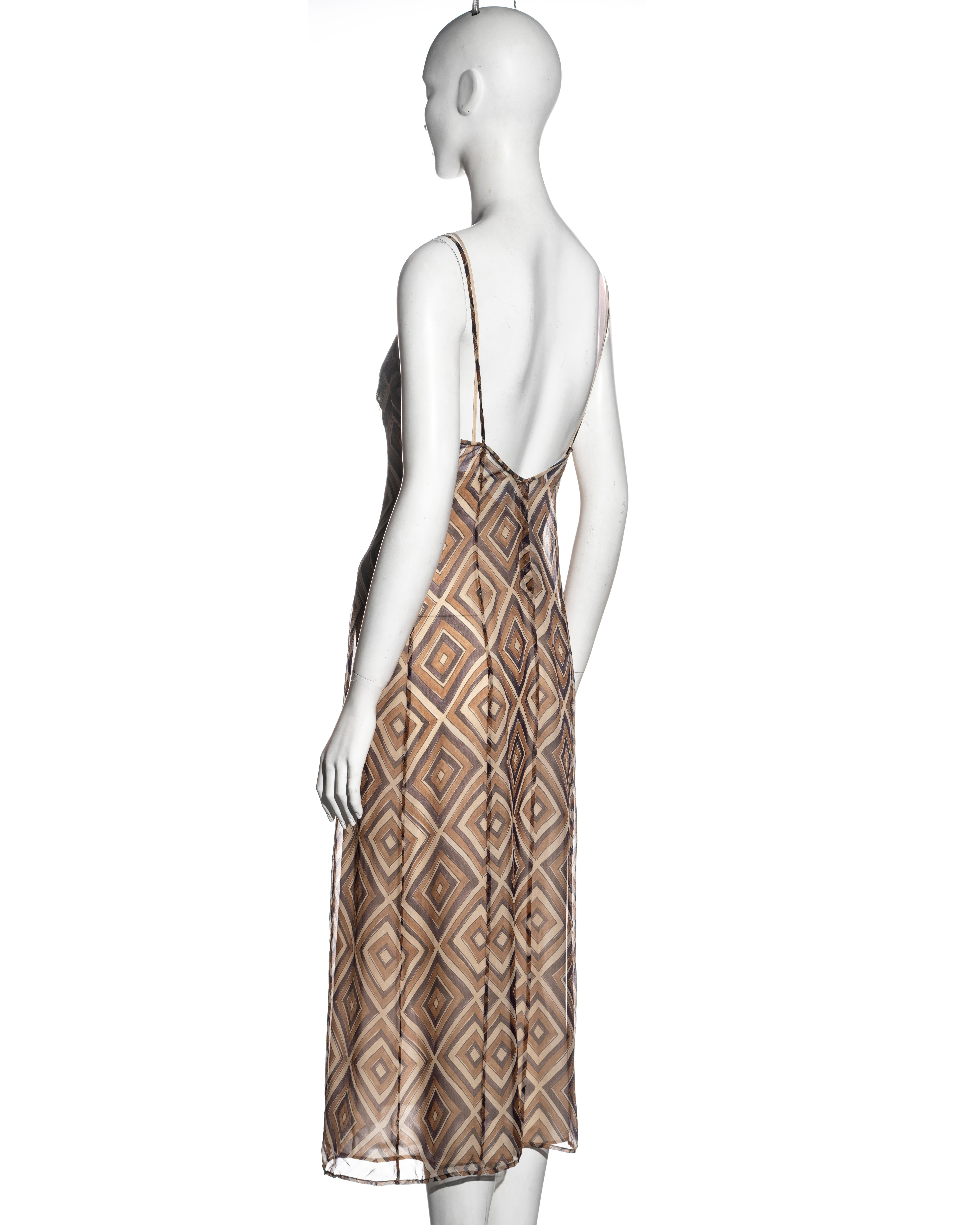 Prada by Miuccia Prada brown silk chiffon slip dress, fw 1996 For Sale 3