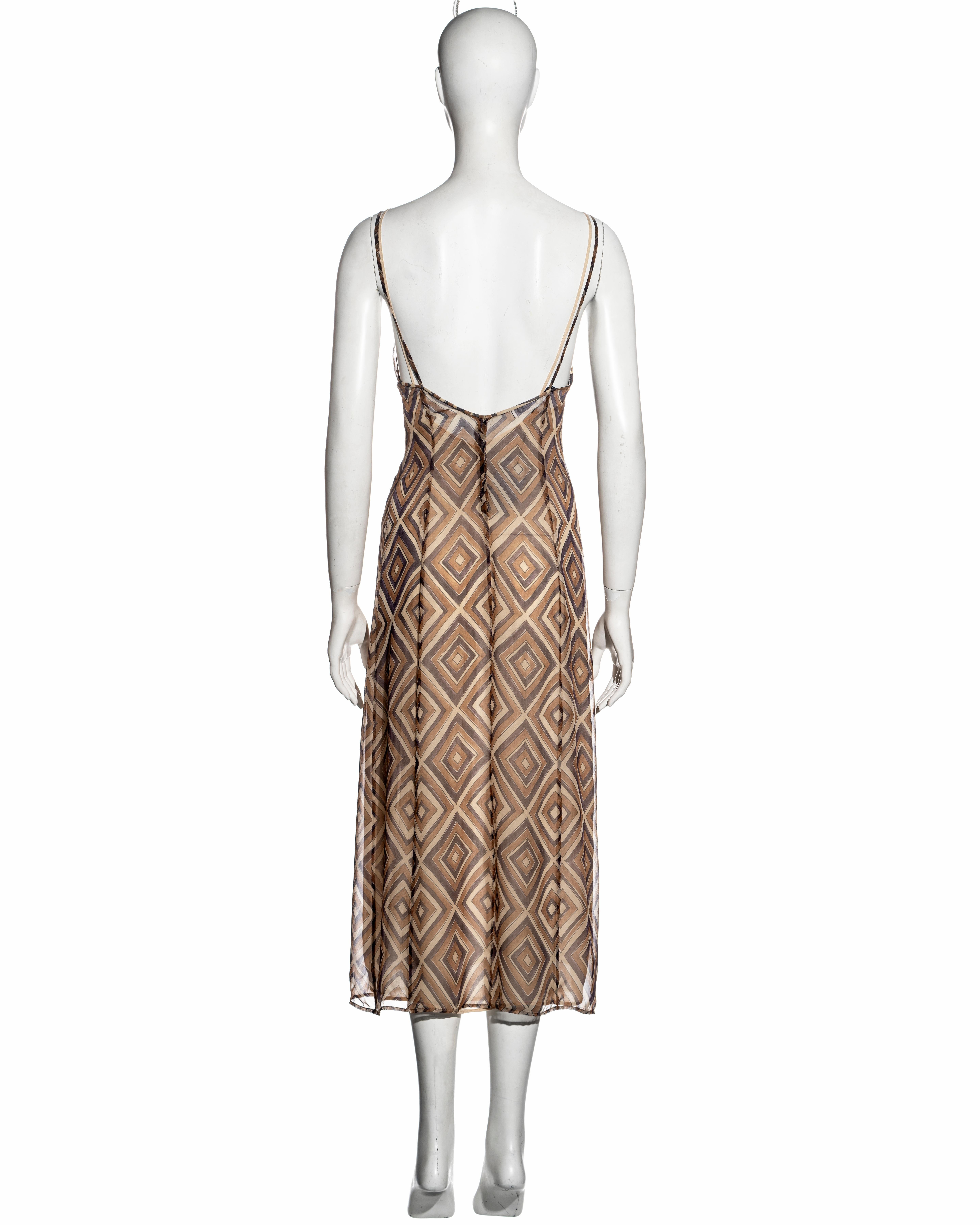 Prada by Miuccia Prada brown silk chiffon slip dress, fw 1996 For Sale 4