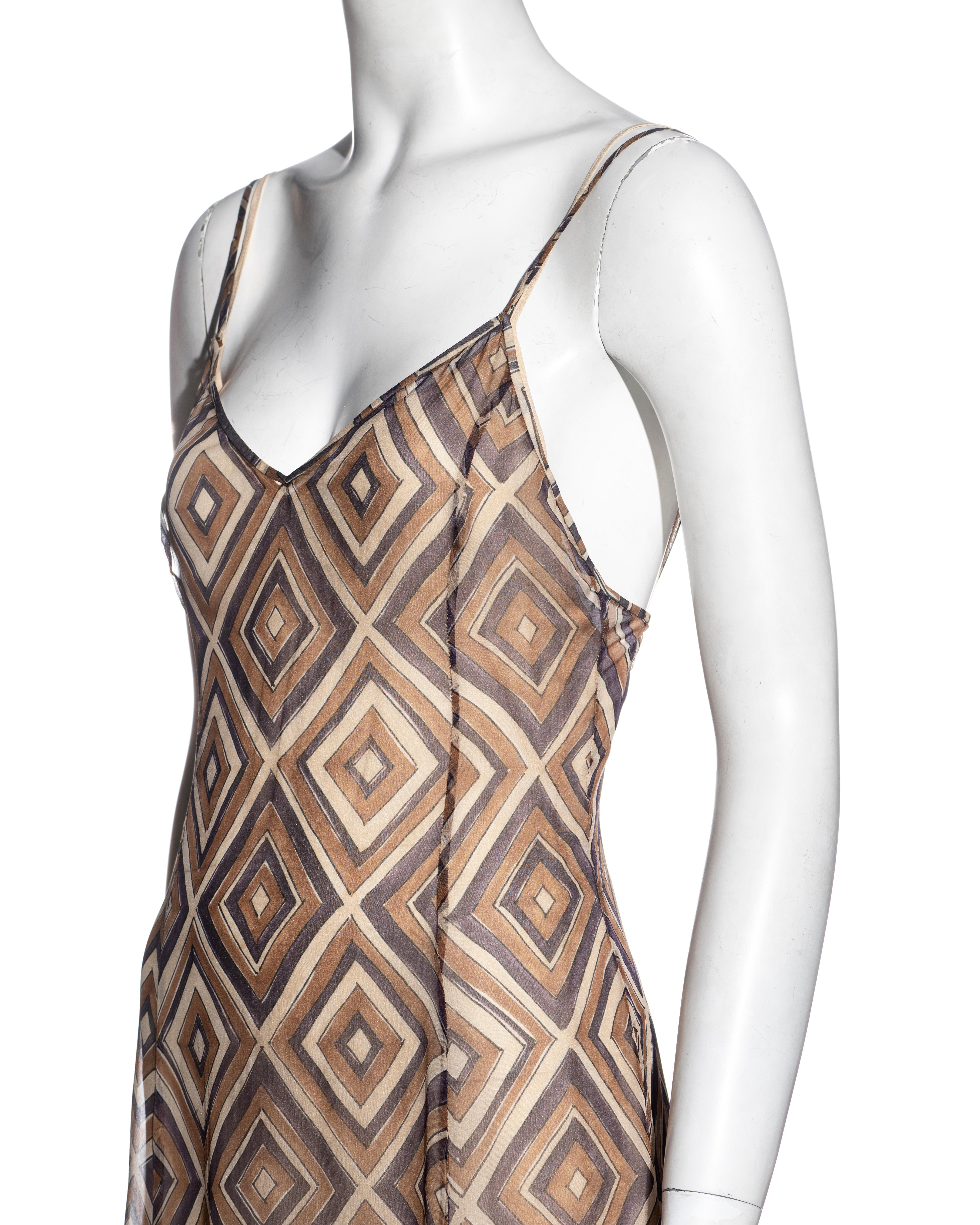 Brown Prada by Miuccia Prada brown silk chiffon slip dress, fw 1996 For Sale