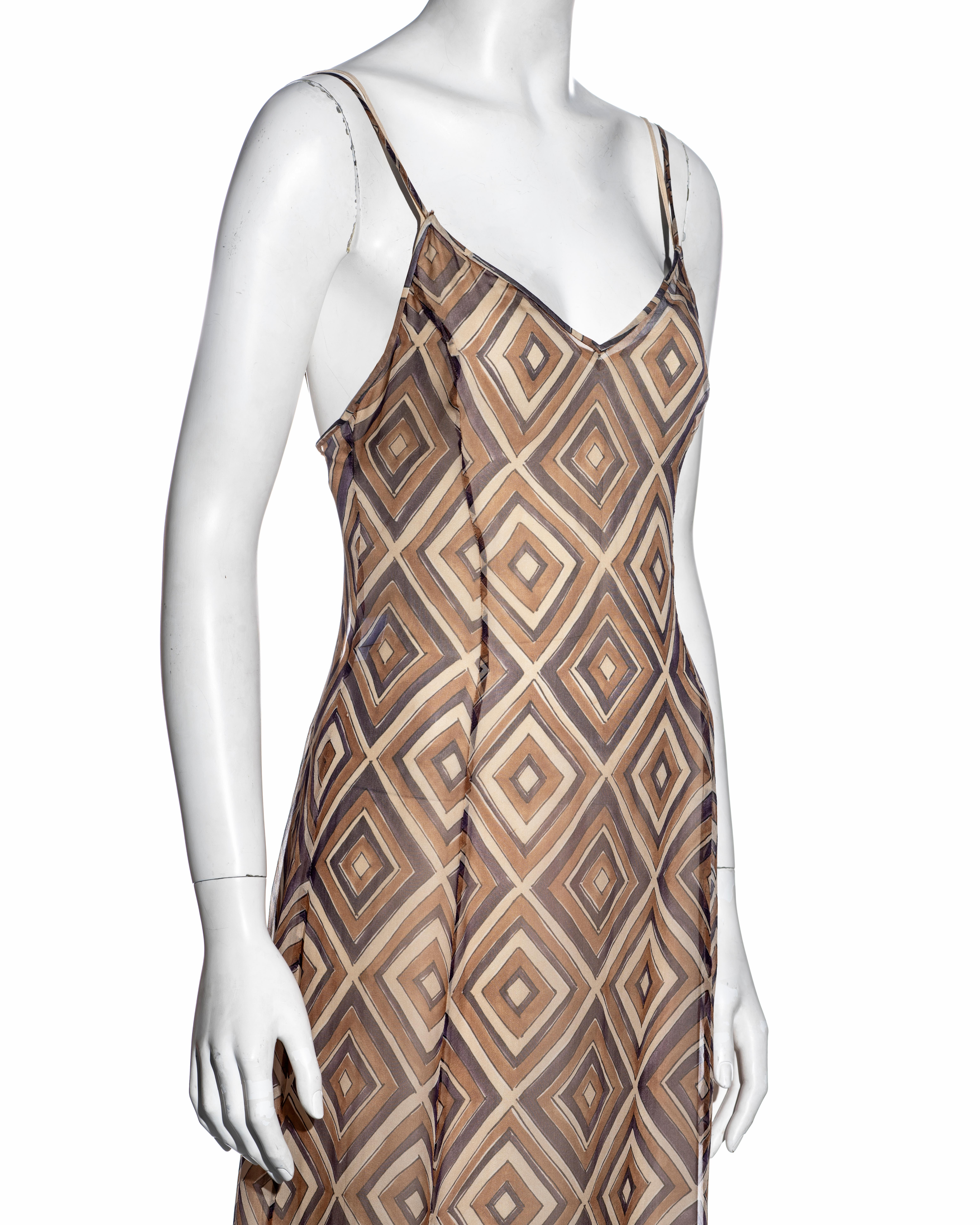 Prada by Miuccia Prada brown silk chiffon slip dress, fw 1996 For Sale 1