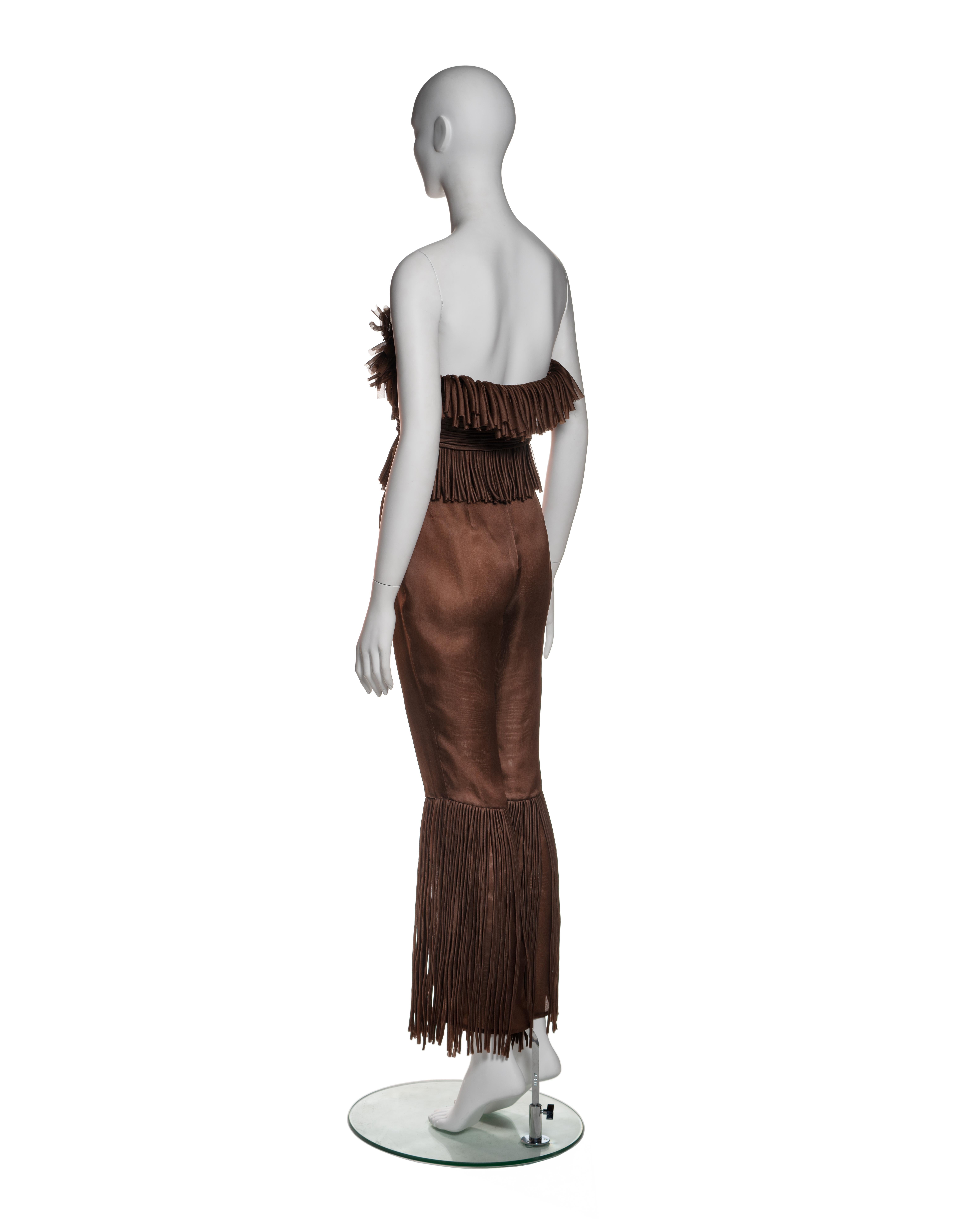 Prada by Miuccia Prada - Ensemble di frange in organza di seta marrone, SS 1993 in vendita 5