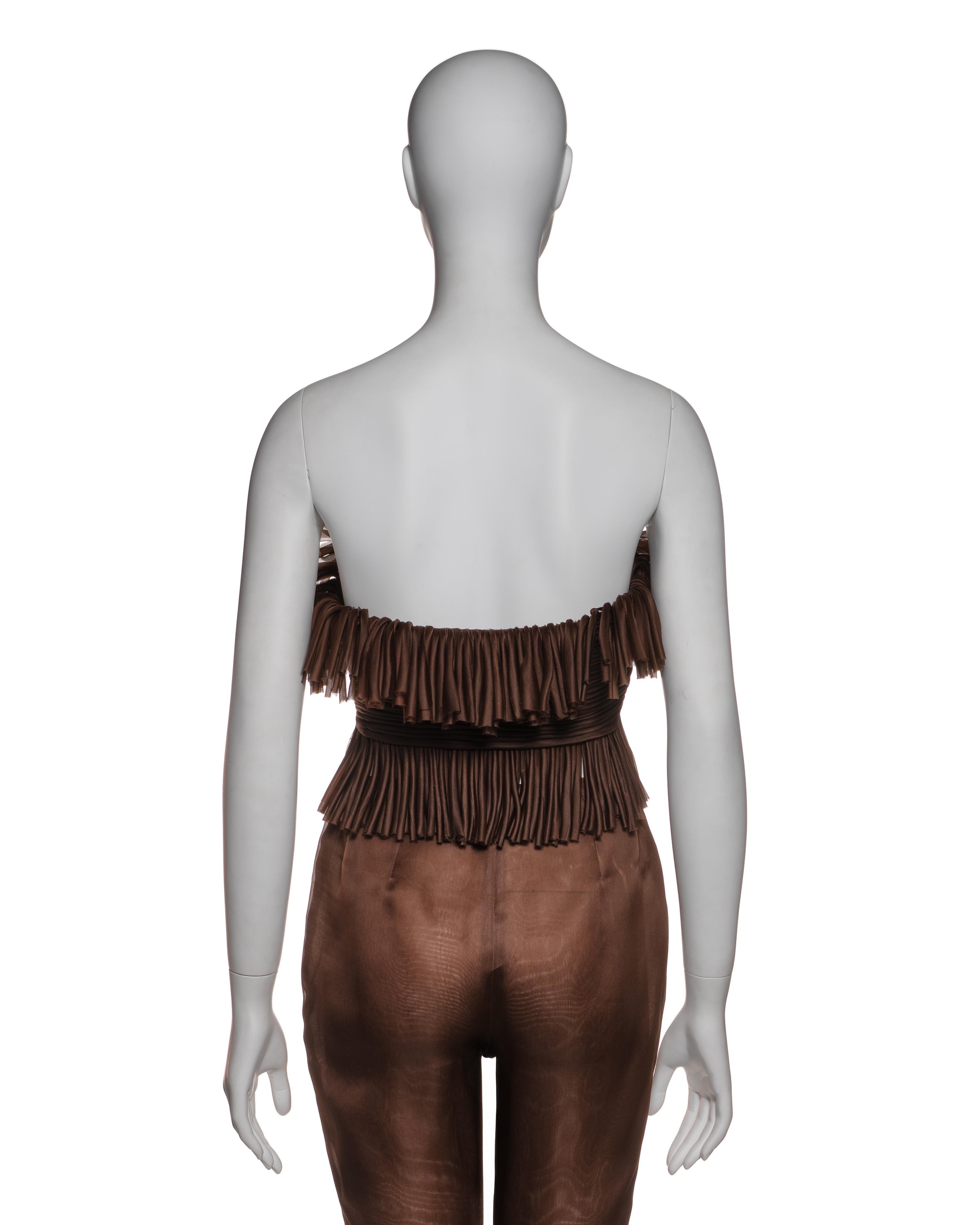 Prada by Miuccia Prada - Ensemble di frange in organza di seta marrone, SS 1993 in vendita 7
