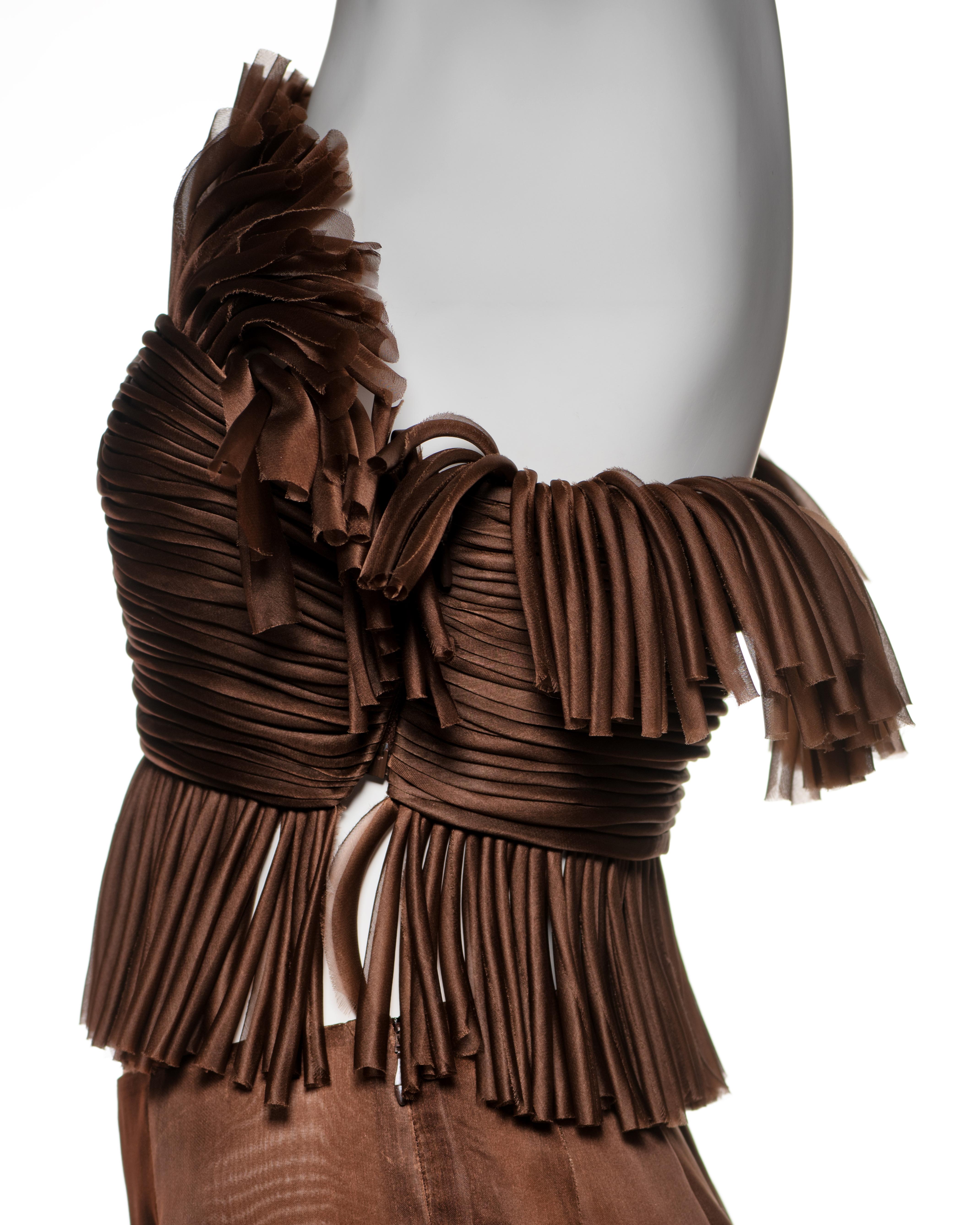 Prada by Miuccia Prada - Ensemble di frange in organza di seta marrone, SS 1993 in vendita 8