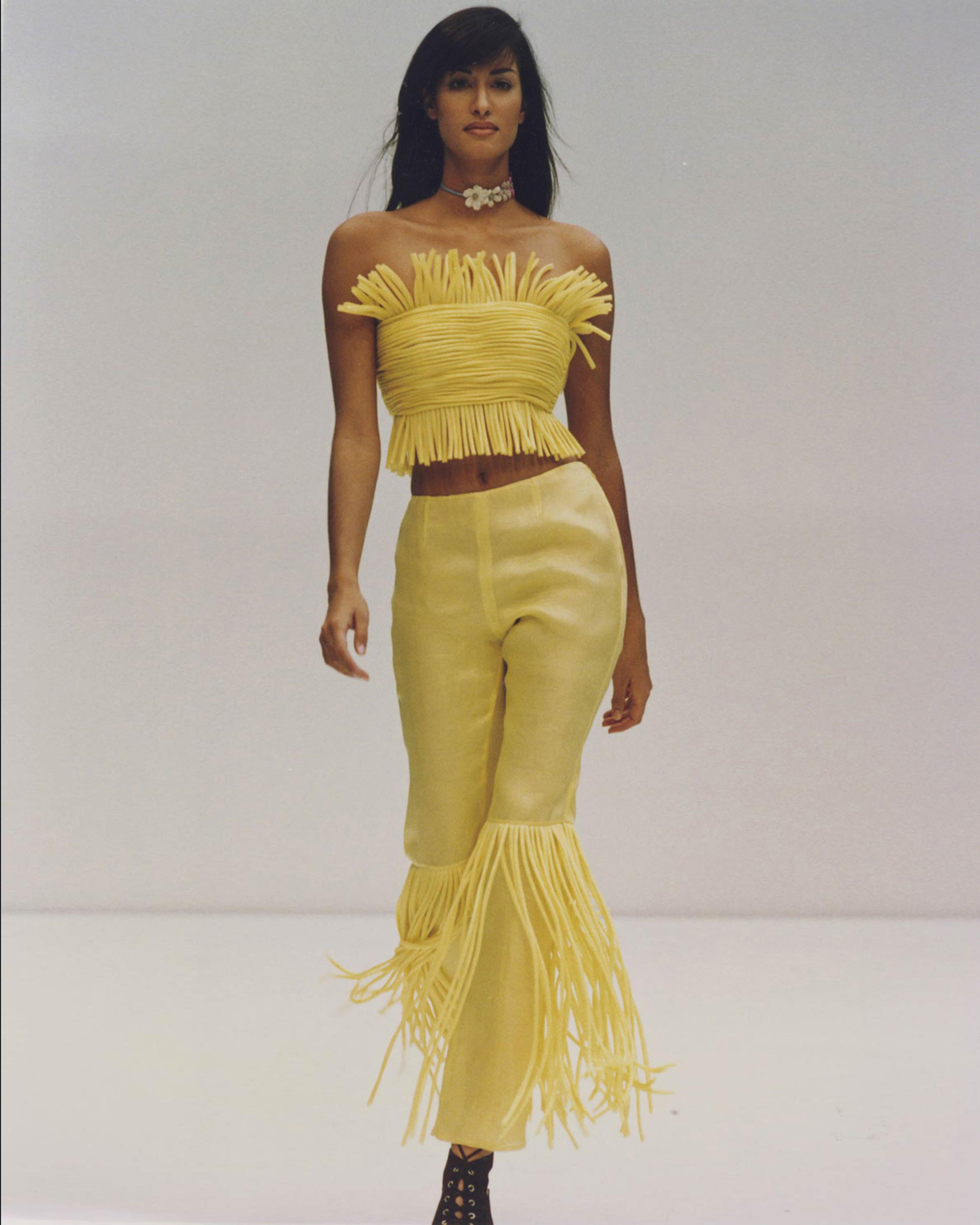Donna Prada by Miuccia Prada - Ensemble di frange in organza di seta marrone, SS 1993 in vendita