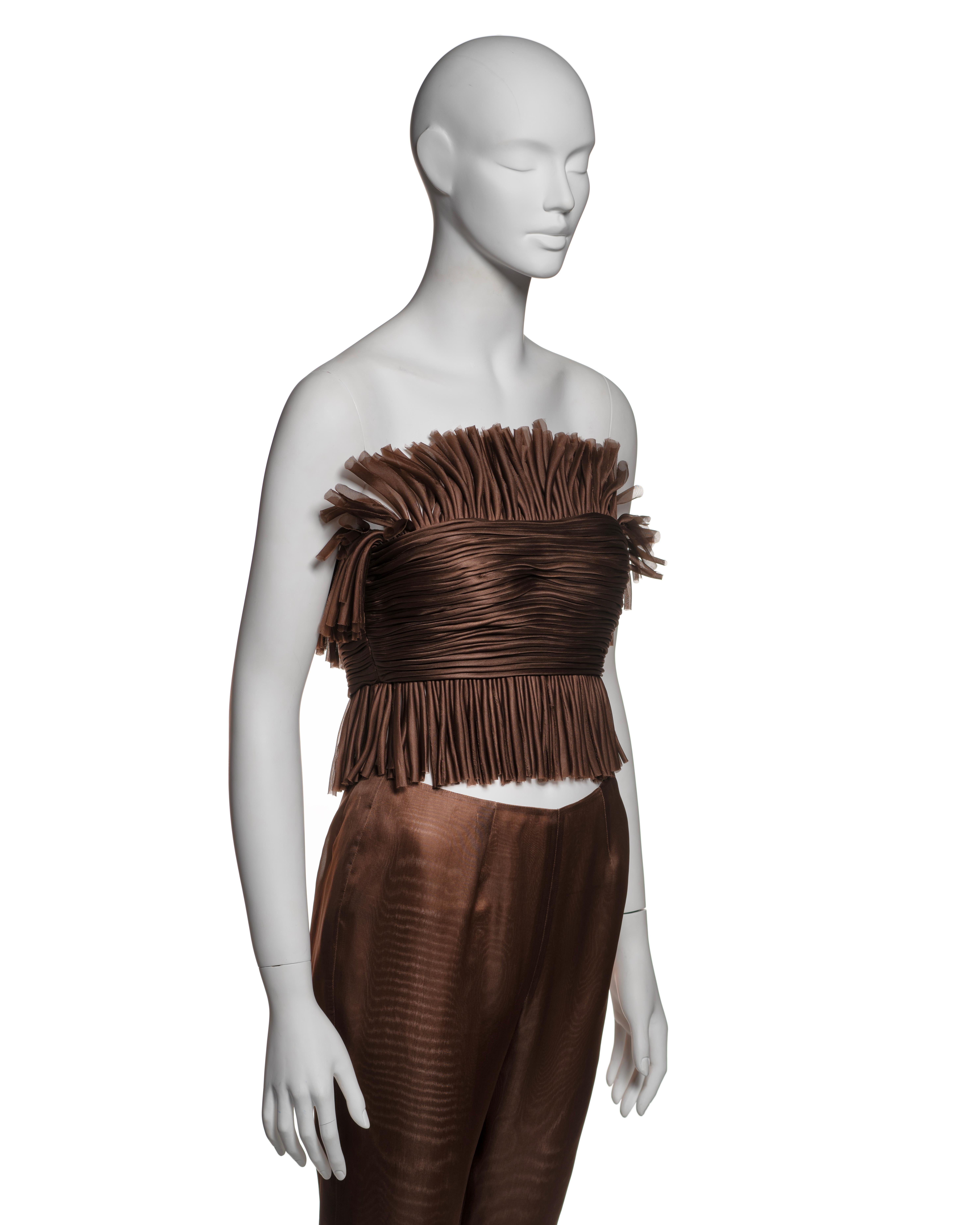 Prada by Miuccia Prada - Ensemble di frange in organza di seta marrone, SS 1993 in vendita 3