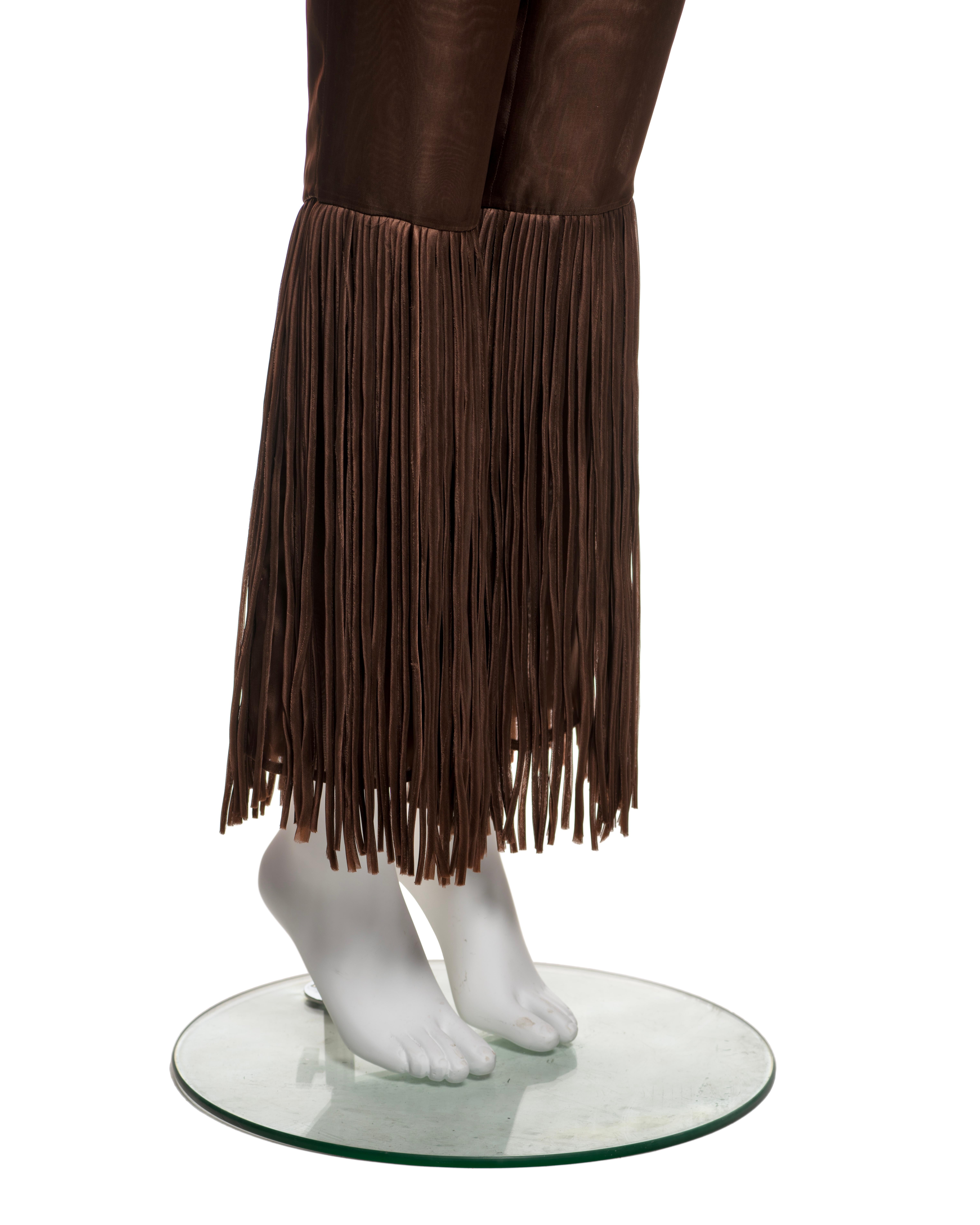 Prada by Miuccia Prada - Ensemble di frange in organza di seta marrone, SS 1993 in vendita 4