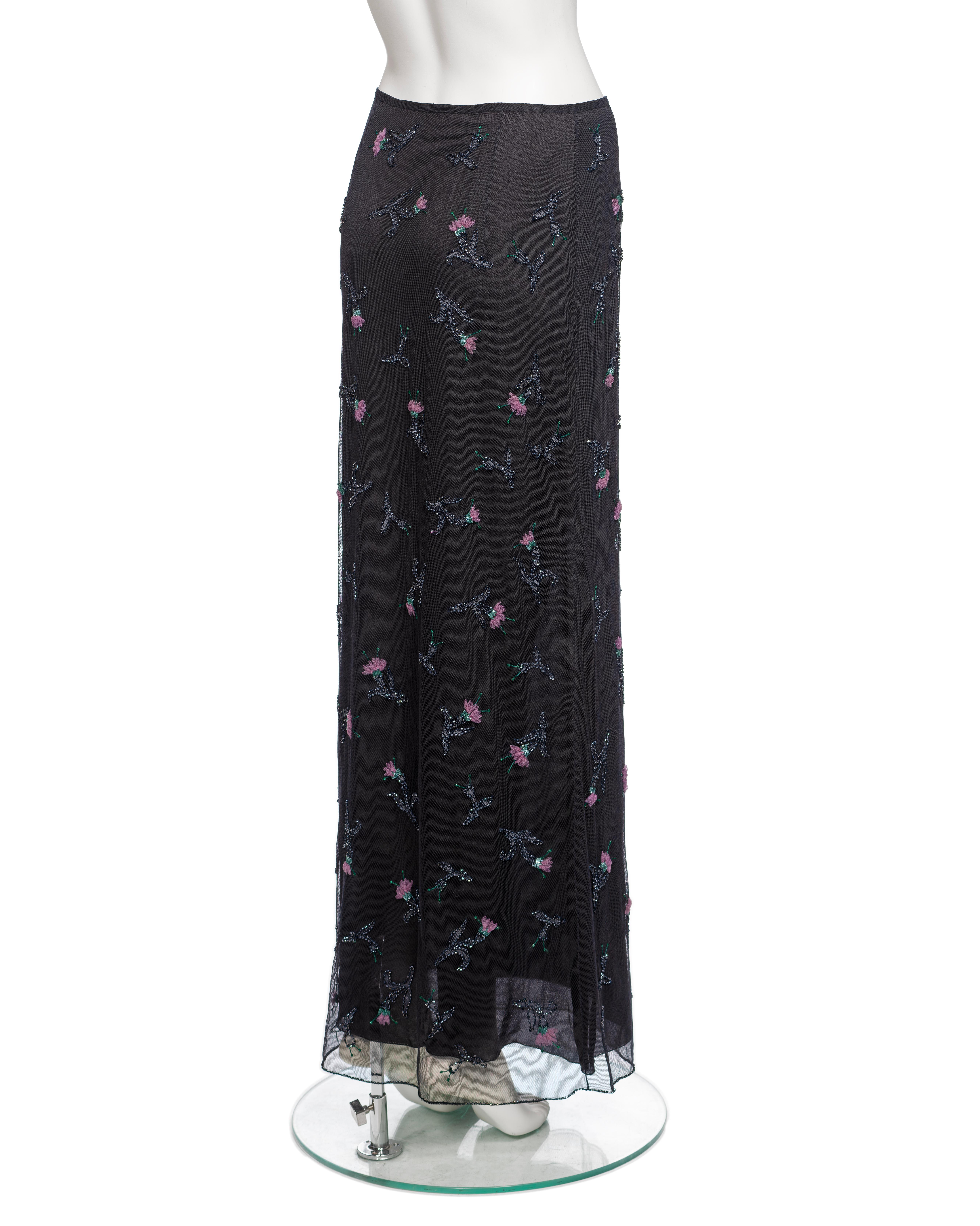 Prada by Miuccia Prada Cotton Tulle Bead Embroidered Maxi Skirt, FW 1997 6