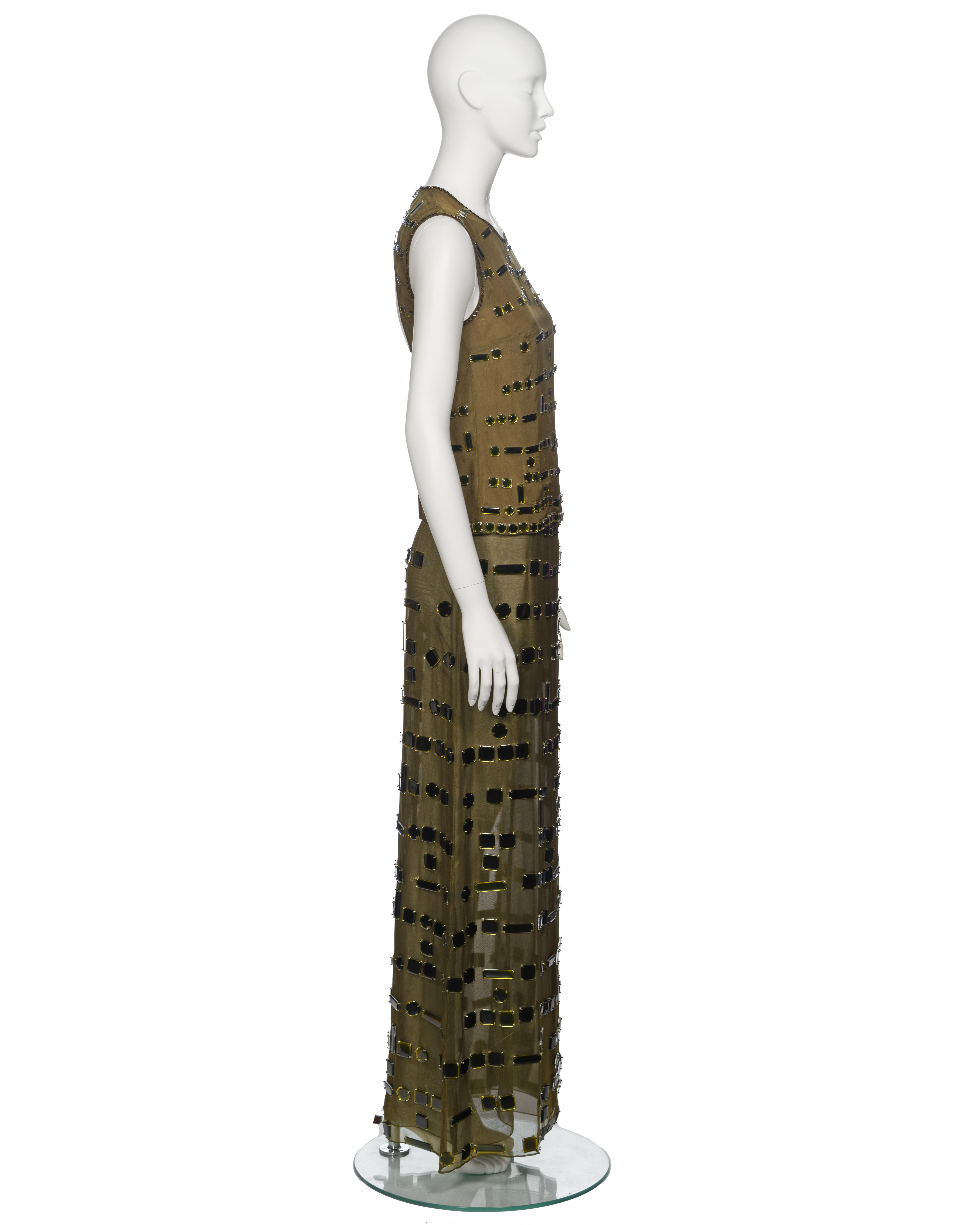 Prada by Miuccia Prada Embellished Silk Organza Top and Maxi Skirt Set, fw 1999 6