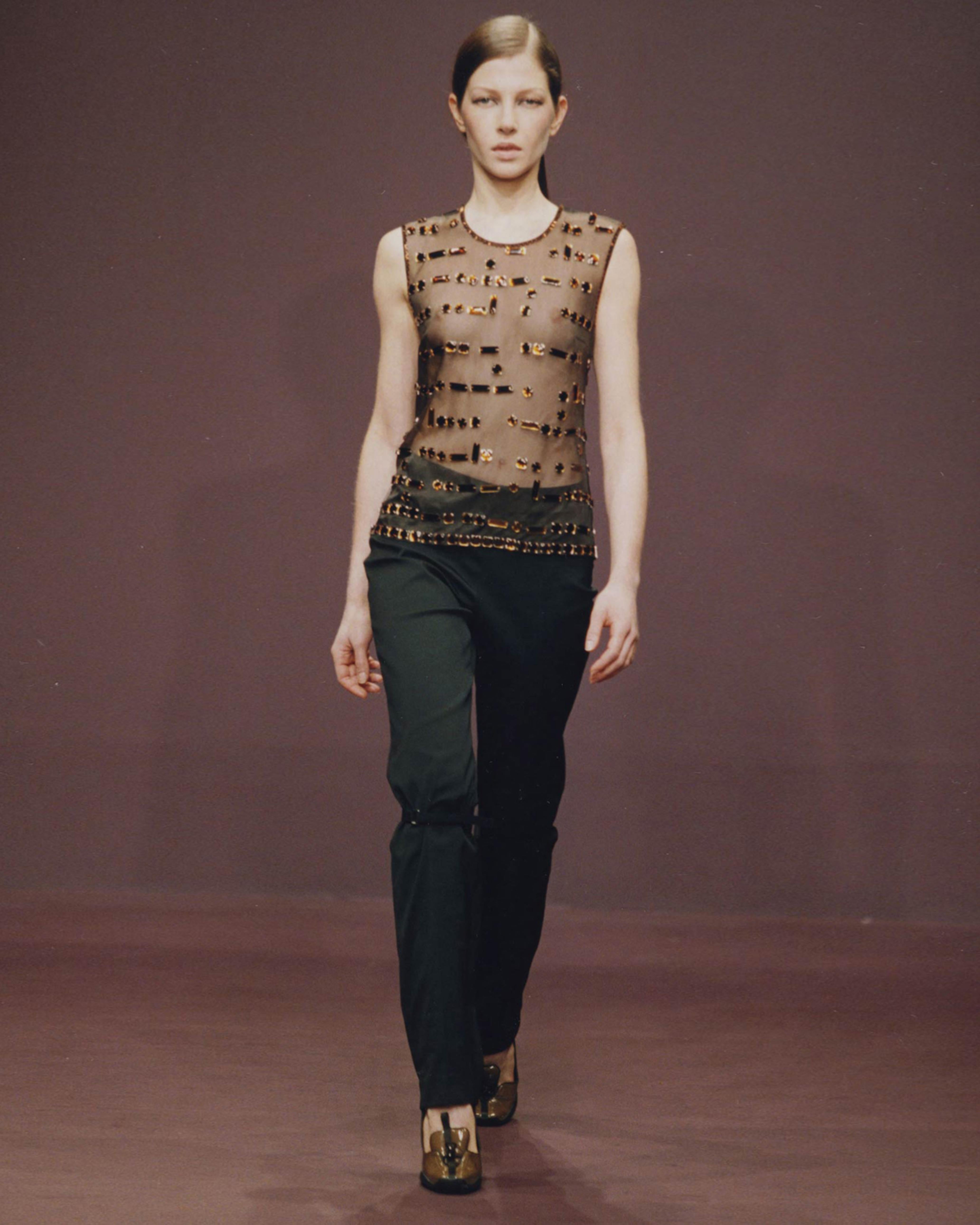 Prada by Miuccia Prada Embellished Silk Organza Top and Maxi Skirt Set, fw 1999 1