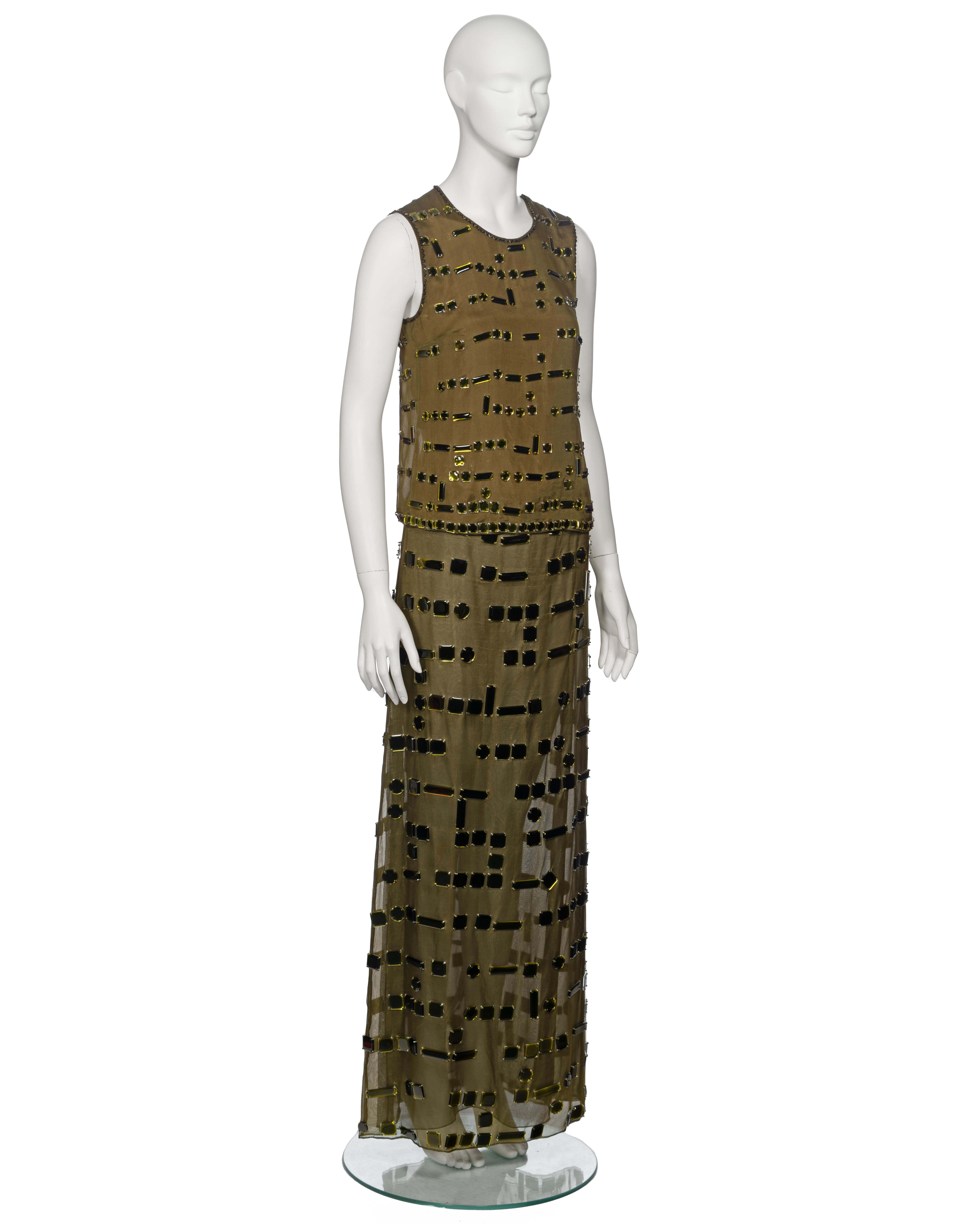 Prada by Miuccia Prada Embellished Silk Organza Top and Maxi Skirt Set, fw 1999 3