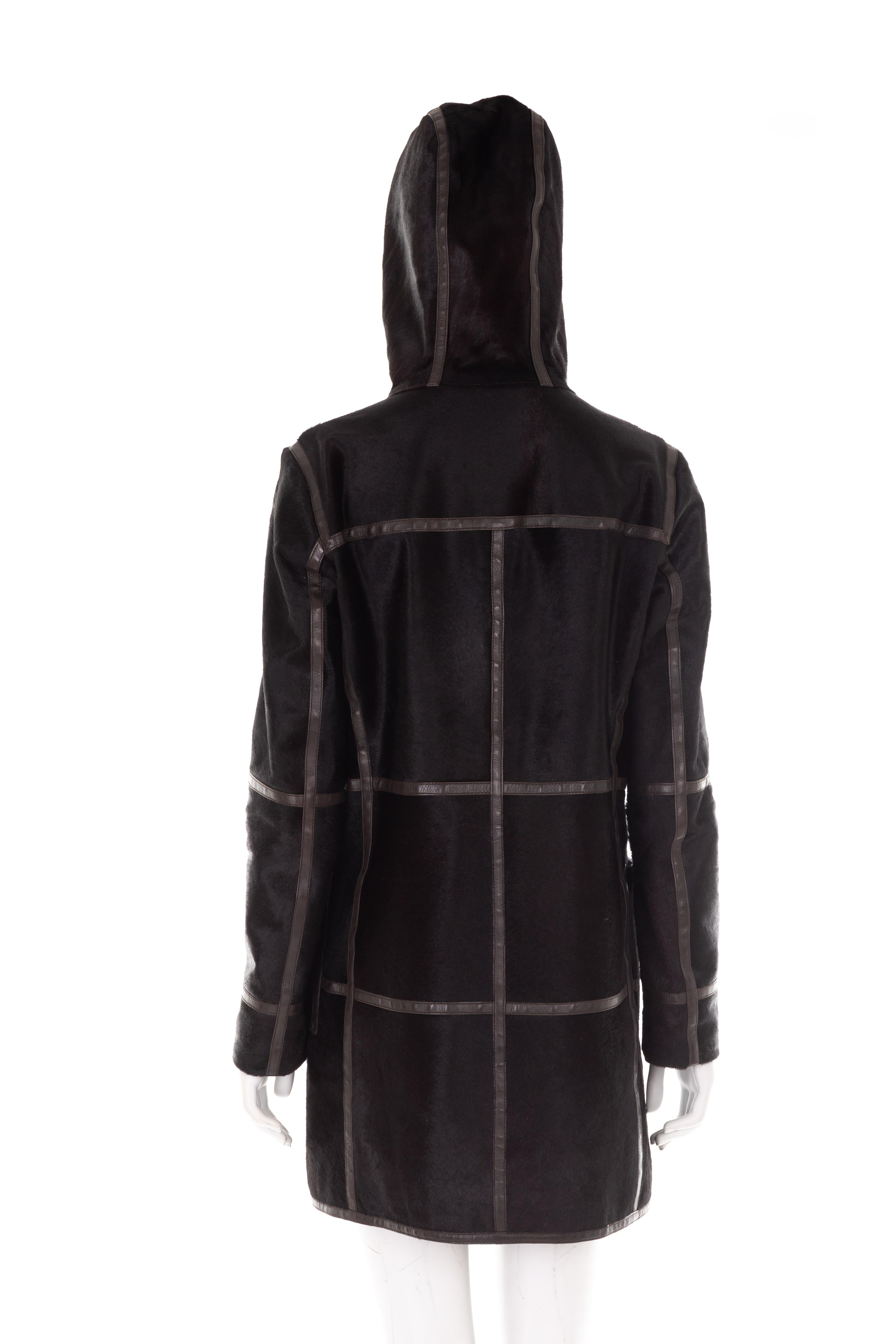 Prada by Miuccia Prada F/W 2005 black calfskin hooded coat  For Sale 1