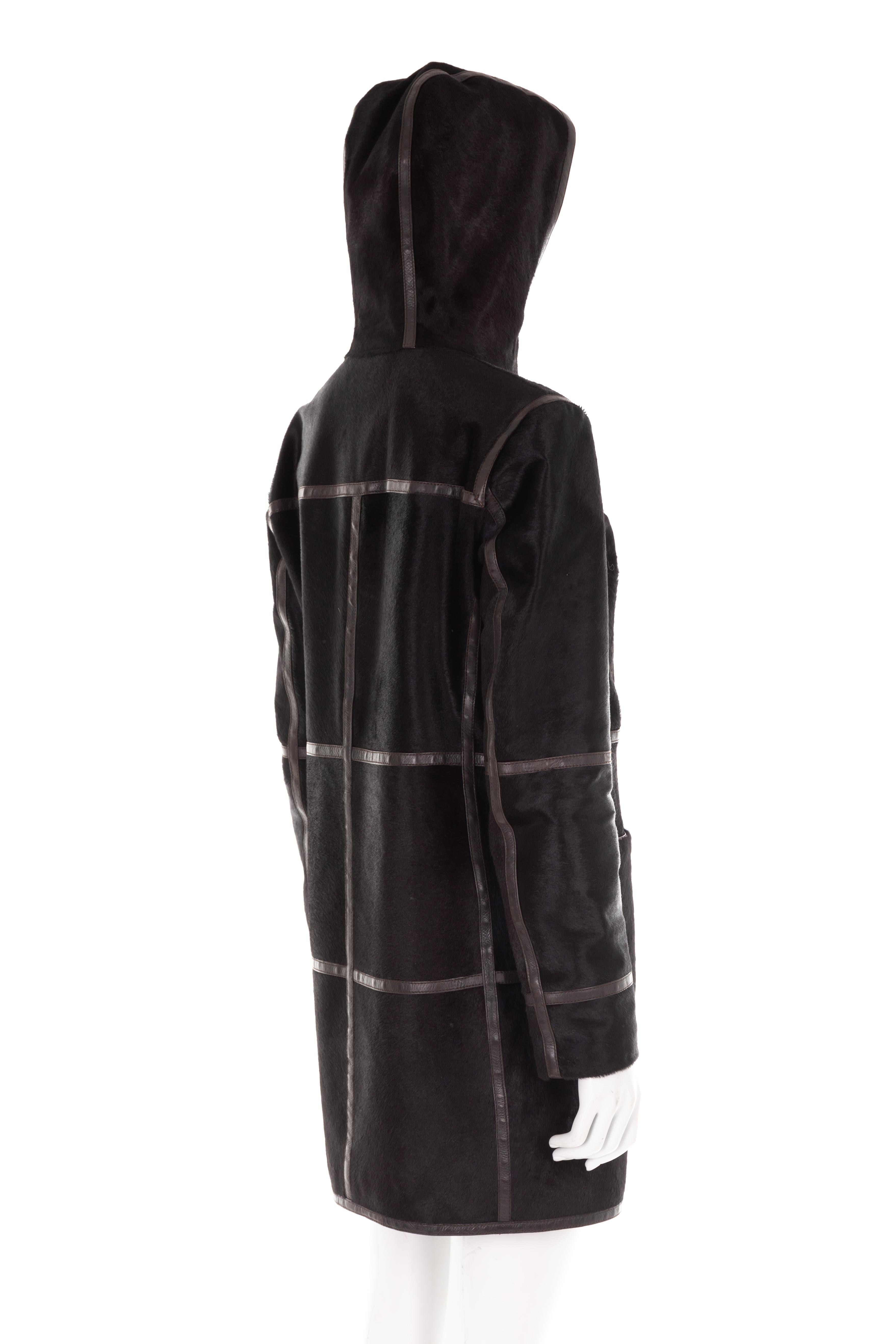 Prada by Miuccia Prada F/W 2005 black calfskin hooded coat  For Sale 3