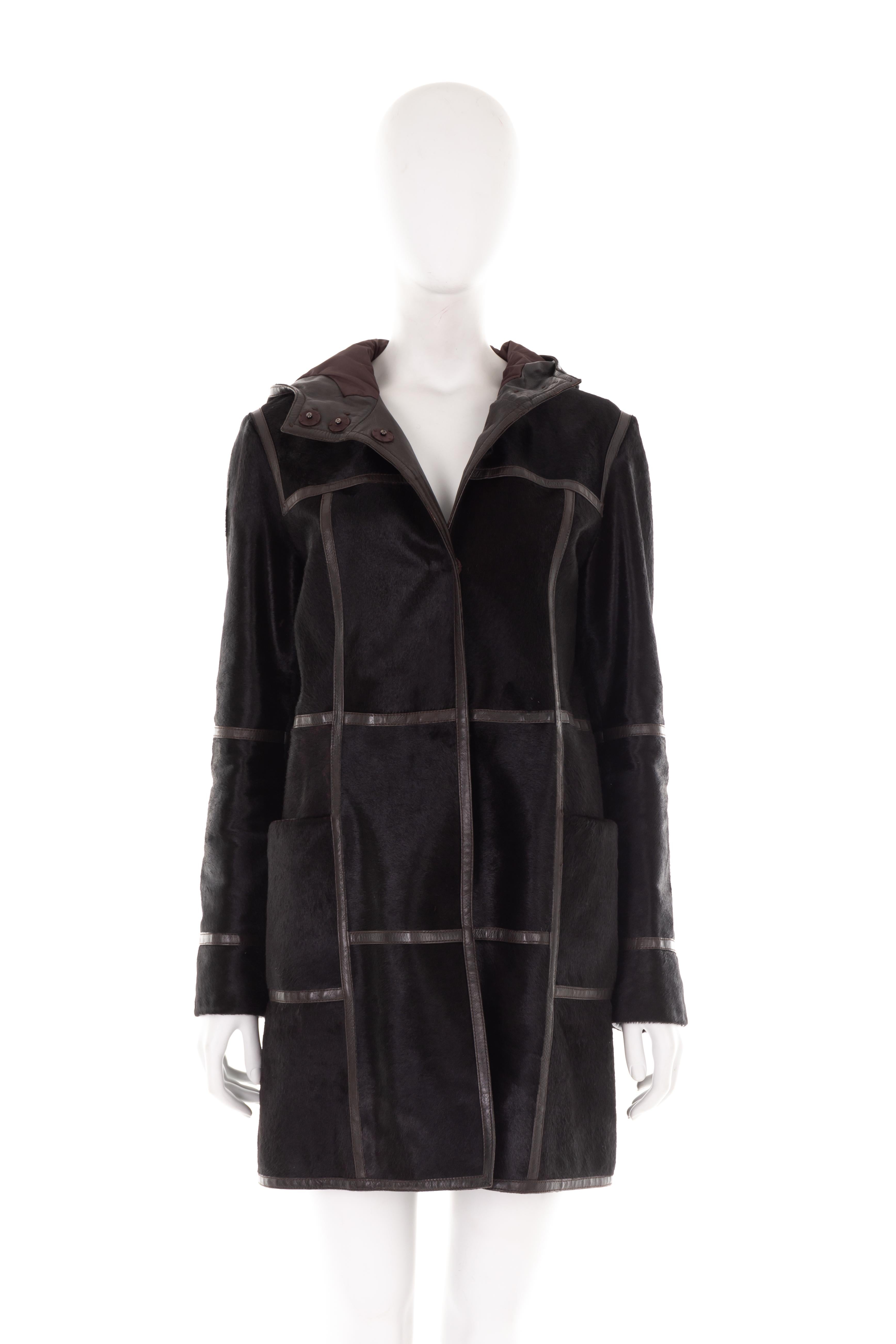 Prada by Miuccia Prada F/W 2005 black calfskin hooded coat  For Sale 4