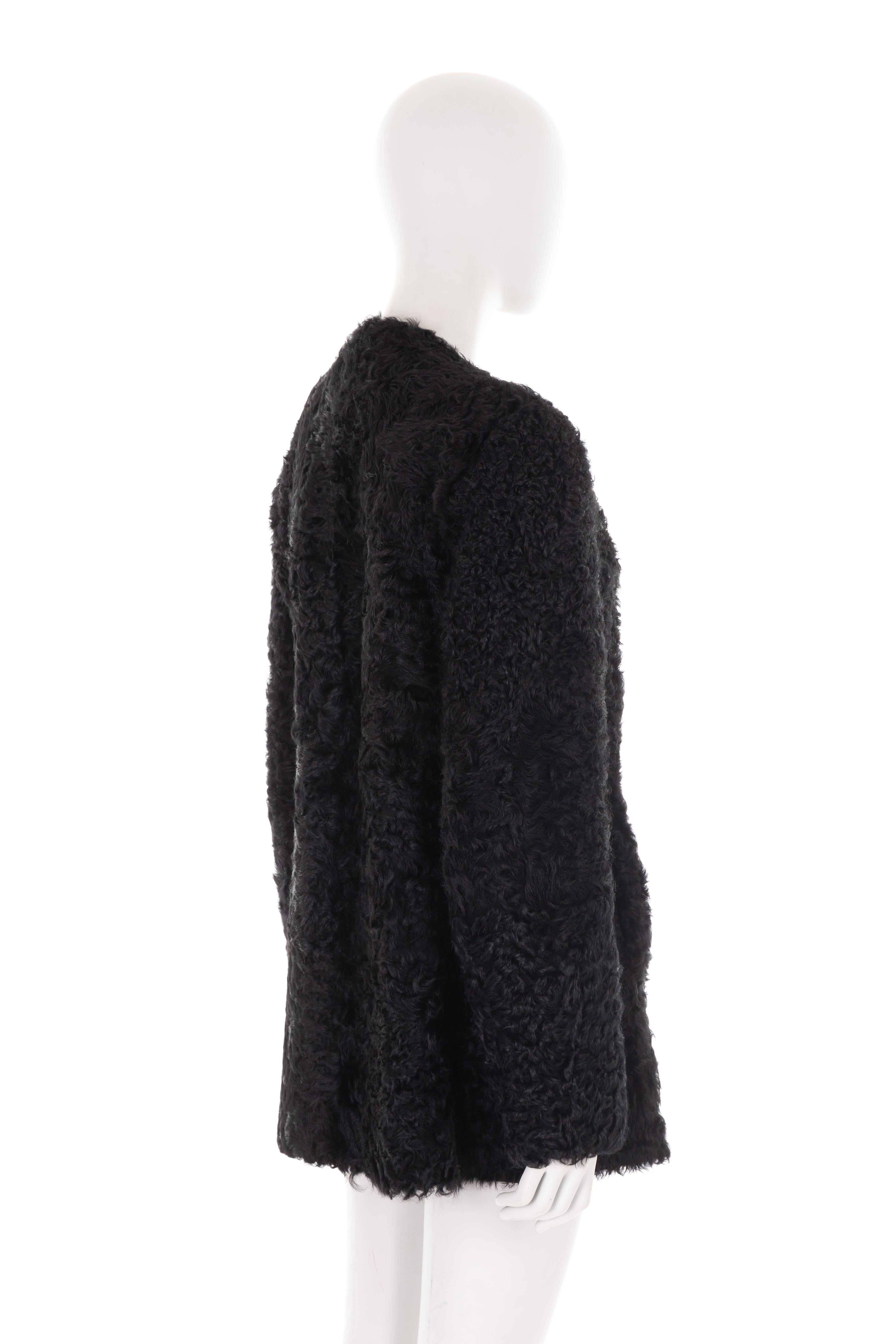 Women's Prada by Miuccia Prada F/W 2011 black curly Mongolian lamb fur coat For Sale