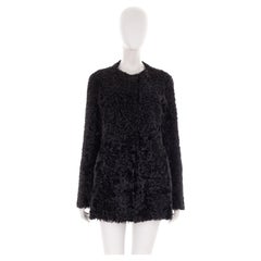 Prada by Miuccia Prada F/W 2011 black curly Mongolian lamb fur coat