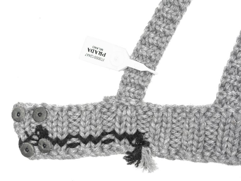 Prada Knitted Crochet Bralette in Grey