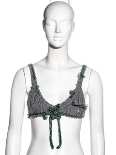 Prada by Miuccia Prada grey and green crocheted wool bra top, fw 2017