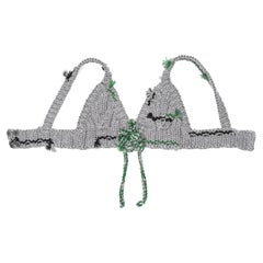 Prada by Miuccia Prada grey and green crocheted wool bra top, fw 2017