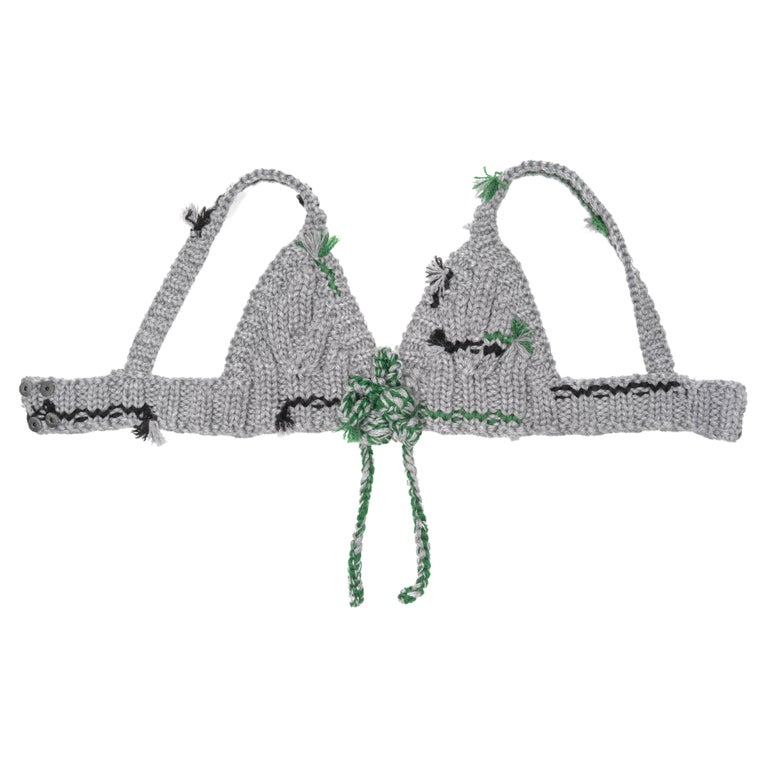 Prada by Miuccia Prada grey and green crocheted wool bra top, fw