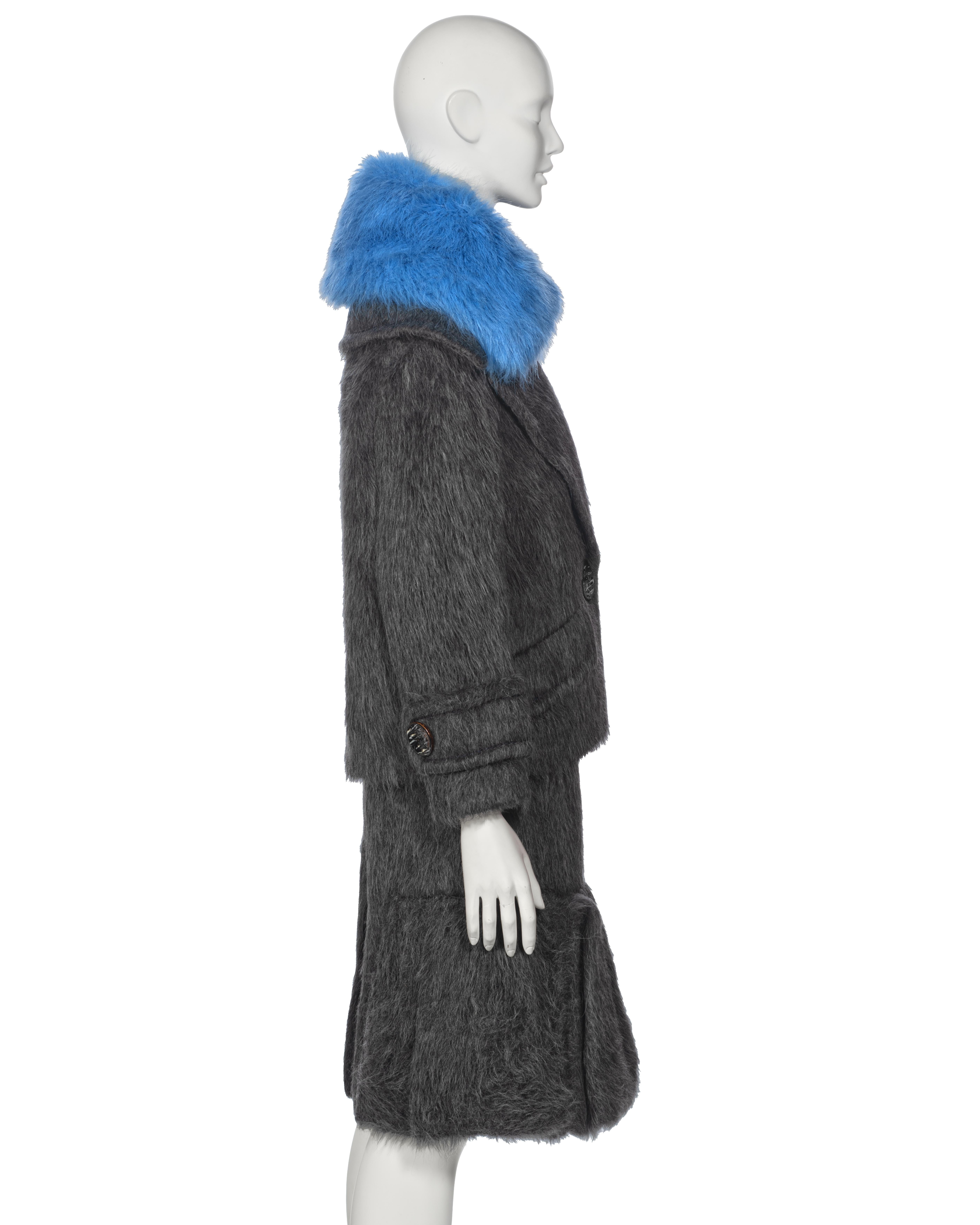 Prada by Miuccia Prada Grey Brushed Alpaca Silk Jacket and Skirt Suit, fw 2017 For Sale 3