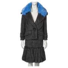 Prada by Miuccia Prada Grey Brushed Alpaca Silk Jacket and Skirt Suit, fw 2017