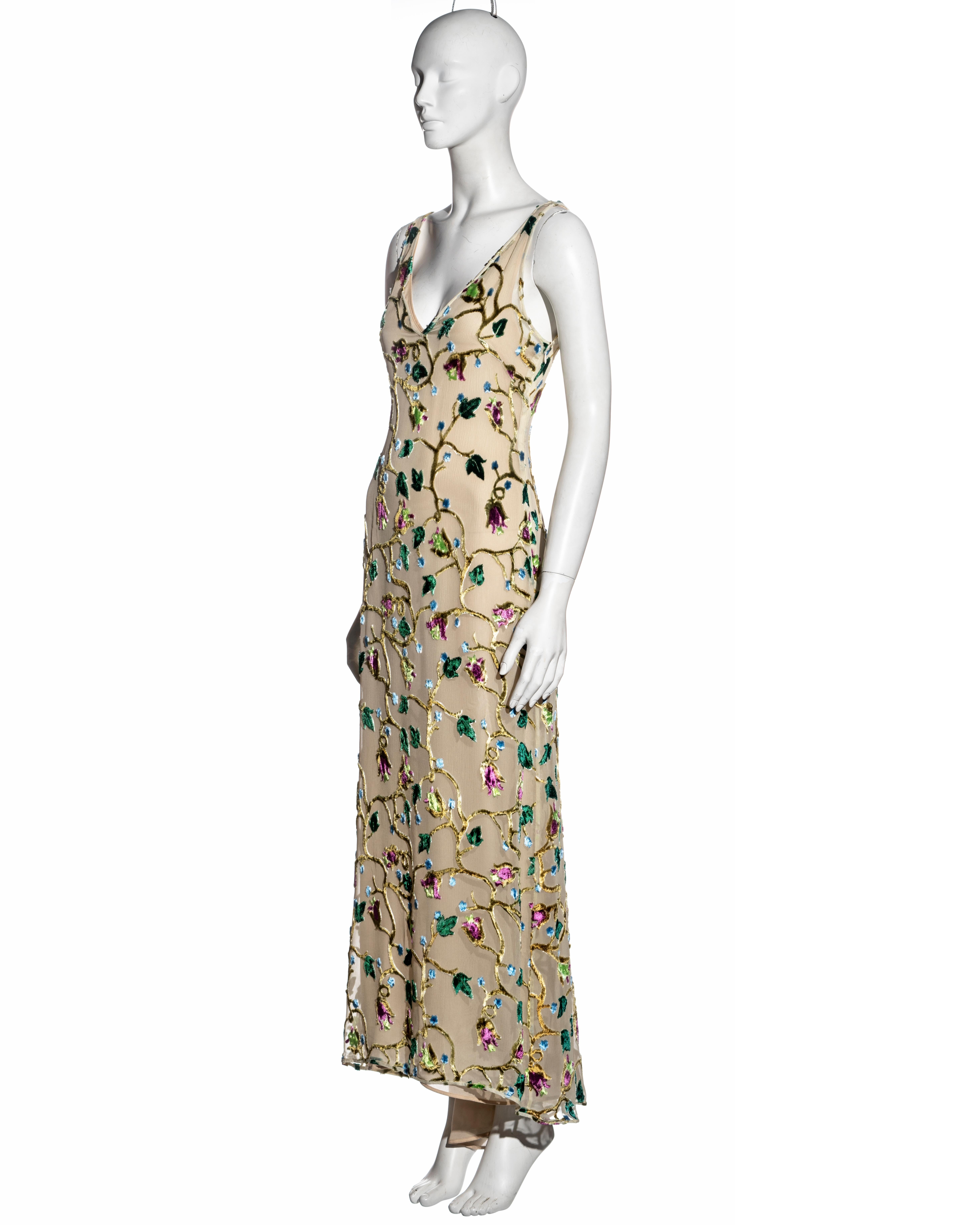 Beige Prada by Miuccia Prada ivory silk devore evening dress, ss 1997