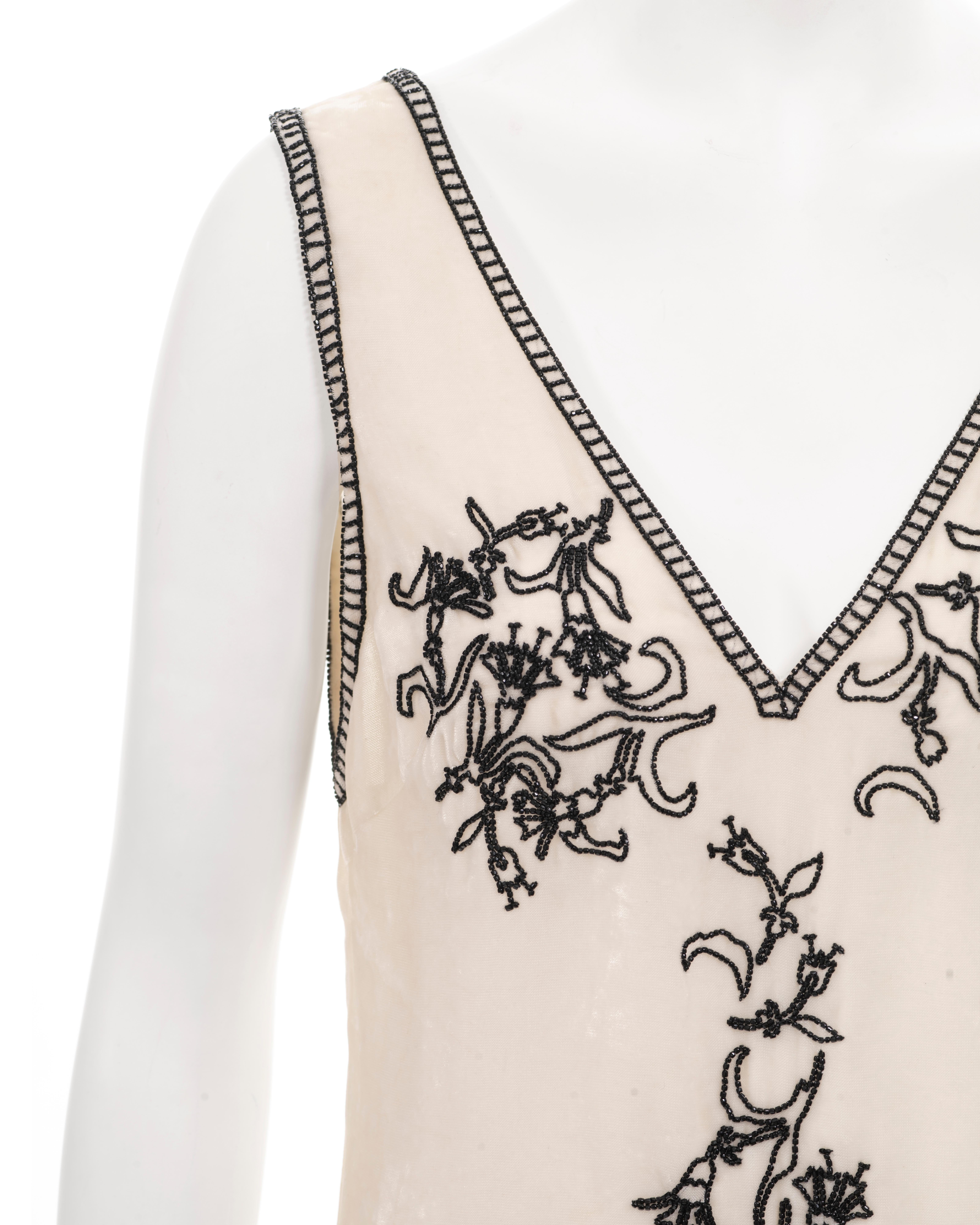 Prada by Miuccia Prada ivory velvet shift dress with beaded motif, fw 1997 1