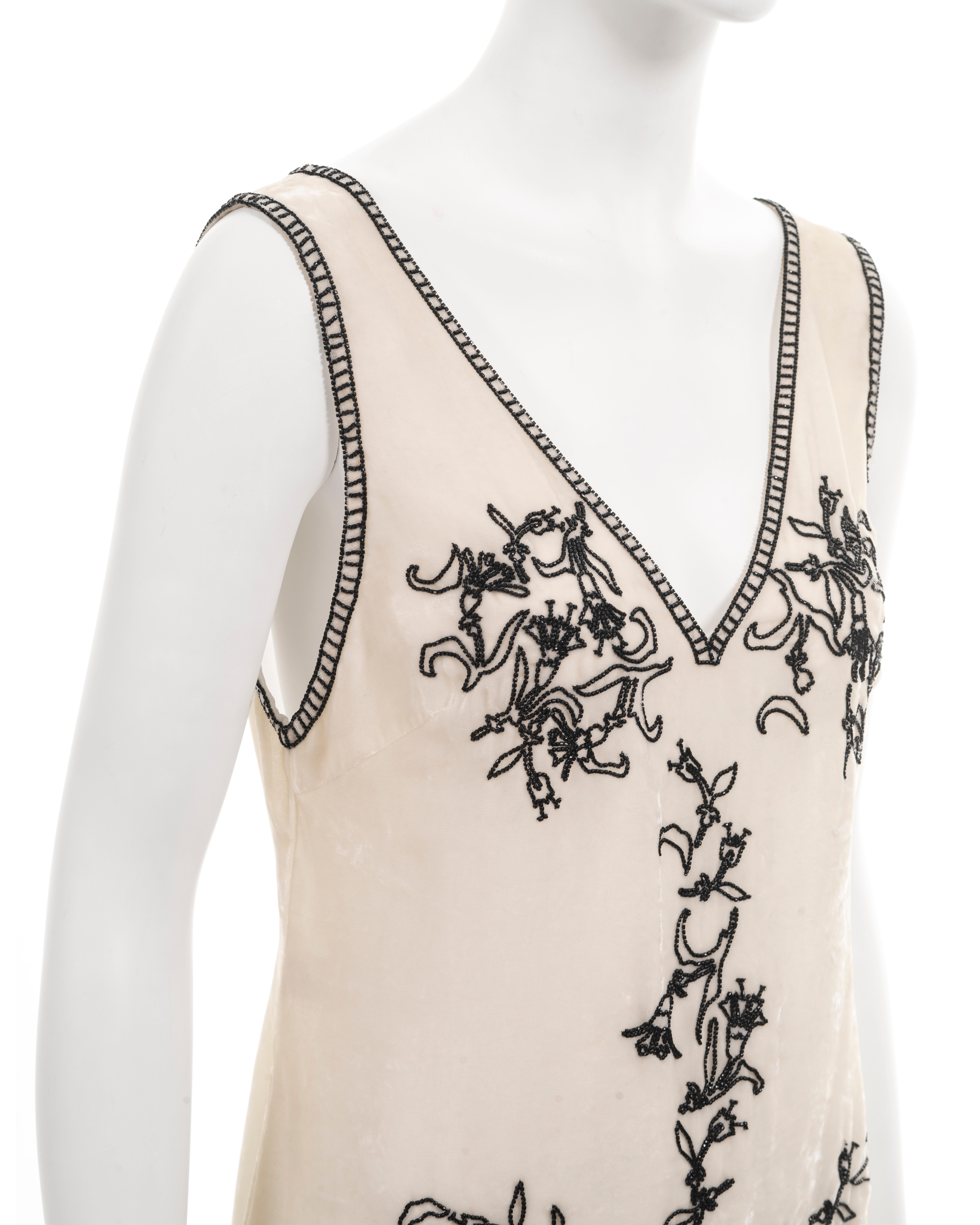 Prada by Miuccia Prada ivory velvet shift dress with beaded motif, fw 1997 4