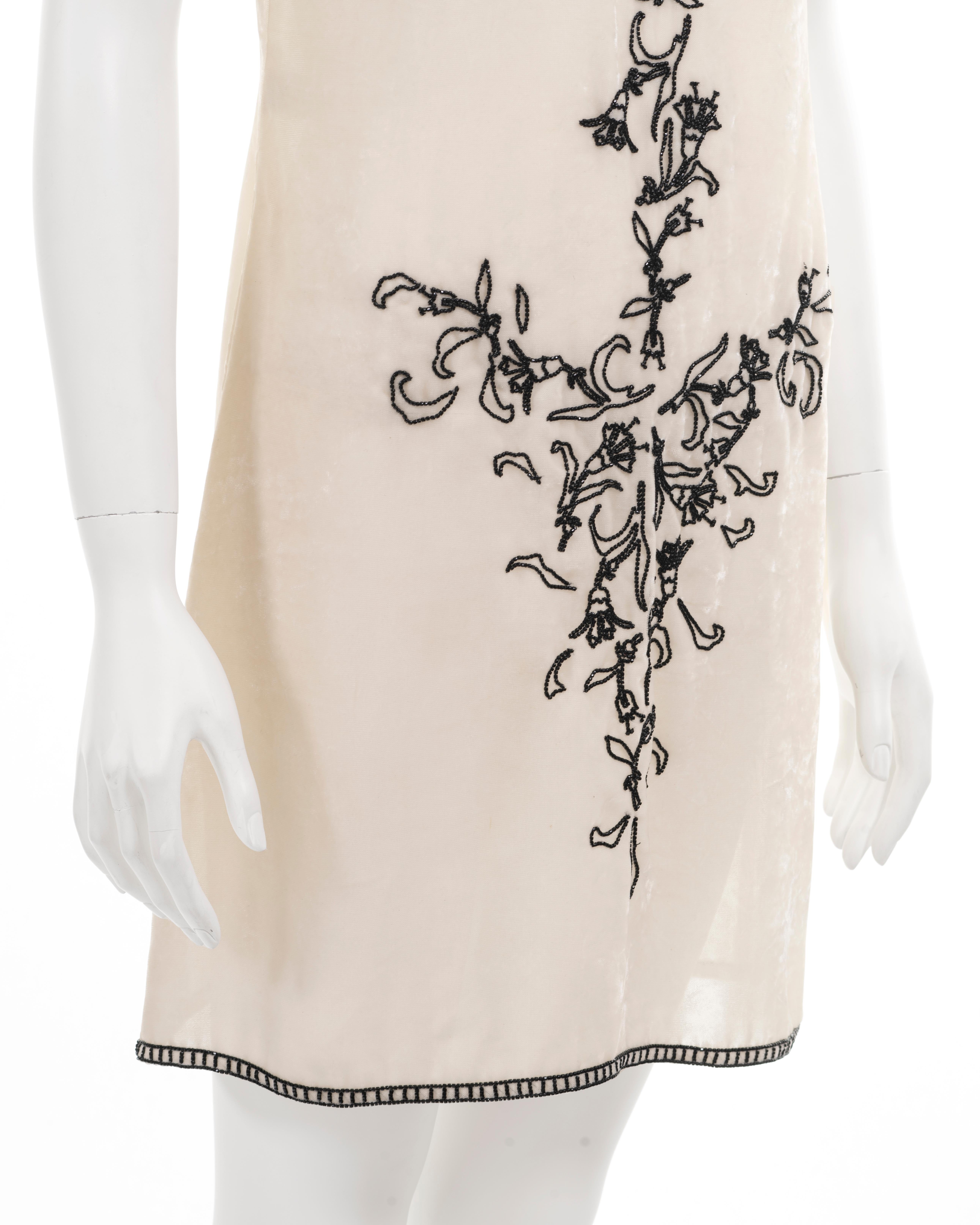 Prada by Miuccia Prada ivory velvet shift dress with beaded motif, fw 1997 For Sale 5